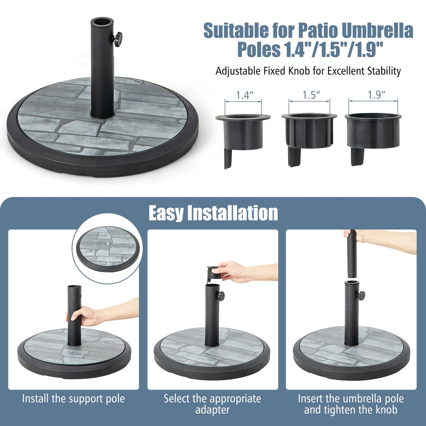 35lbs Umbrella Base with Built-in Cement Kids Crystal