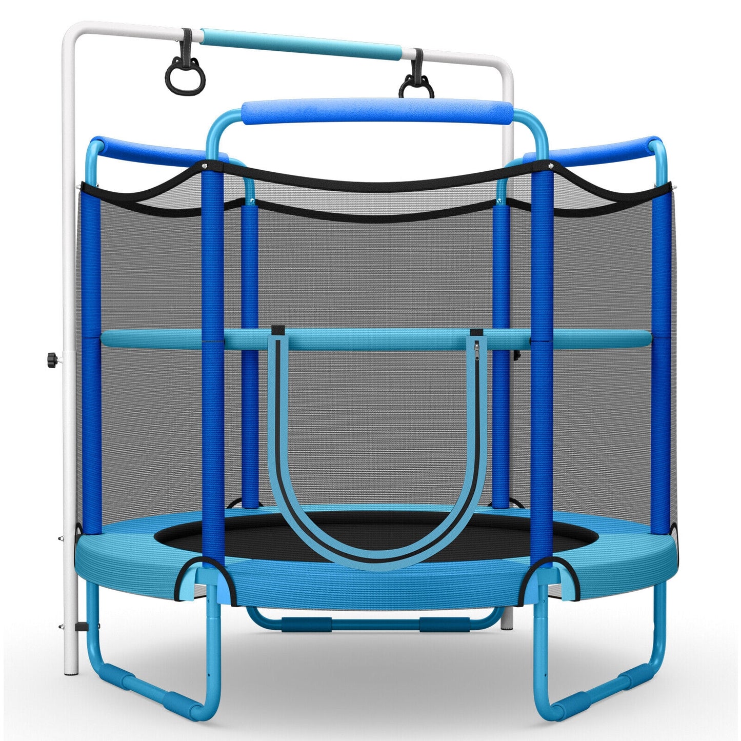 5 Feet Kids 3-in-1 Game Trampoline with Enclosure Net Spring Pad-Blue Kids Crystal