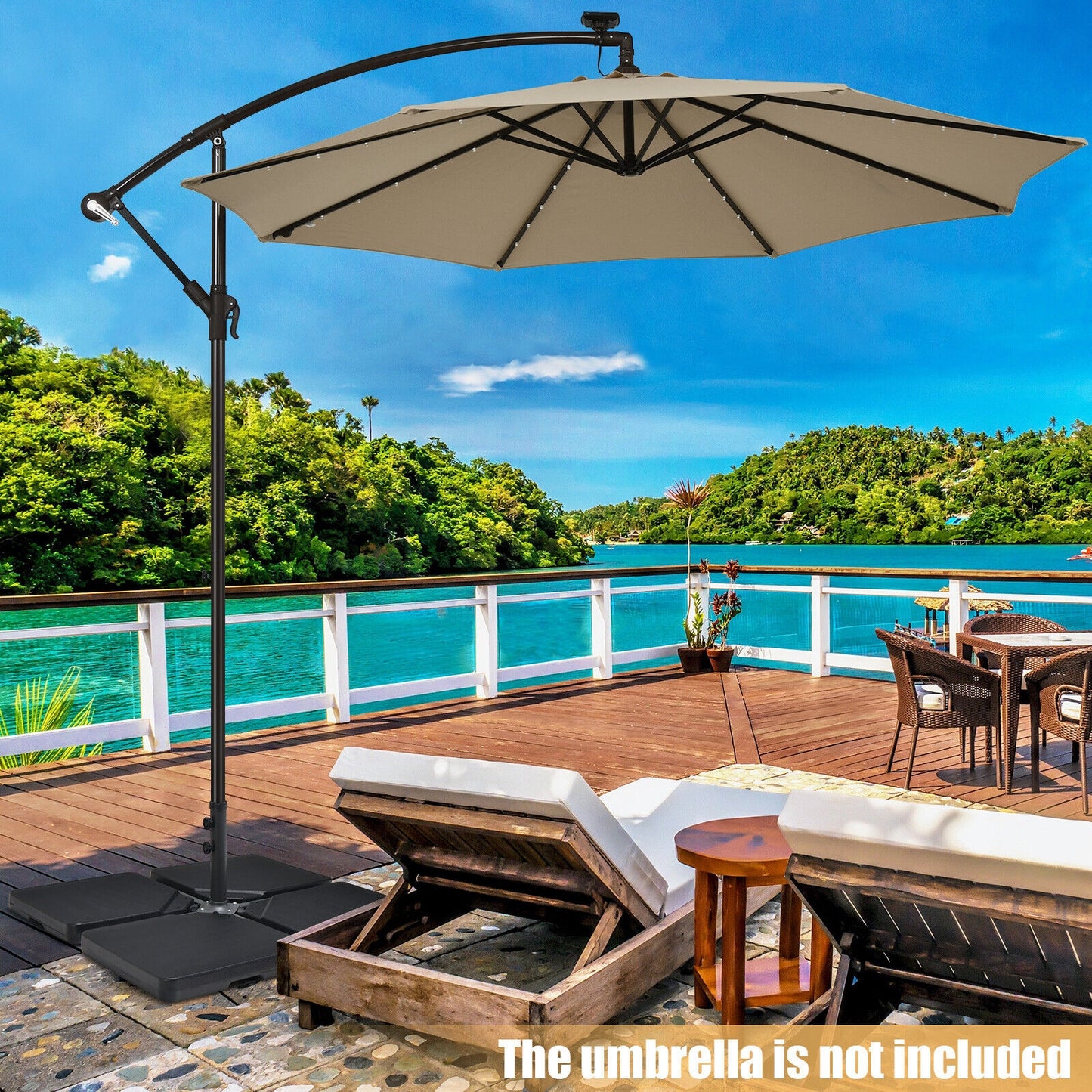 4 Pieces 13L Cantilever Offset Patio Umbrella Base with Easy-Fill Spouts Kids Crystal