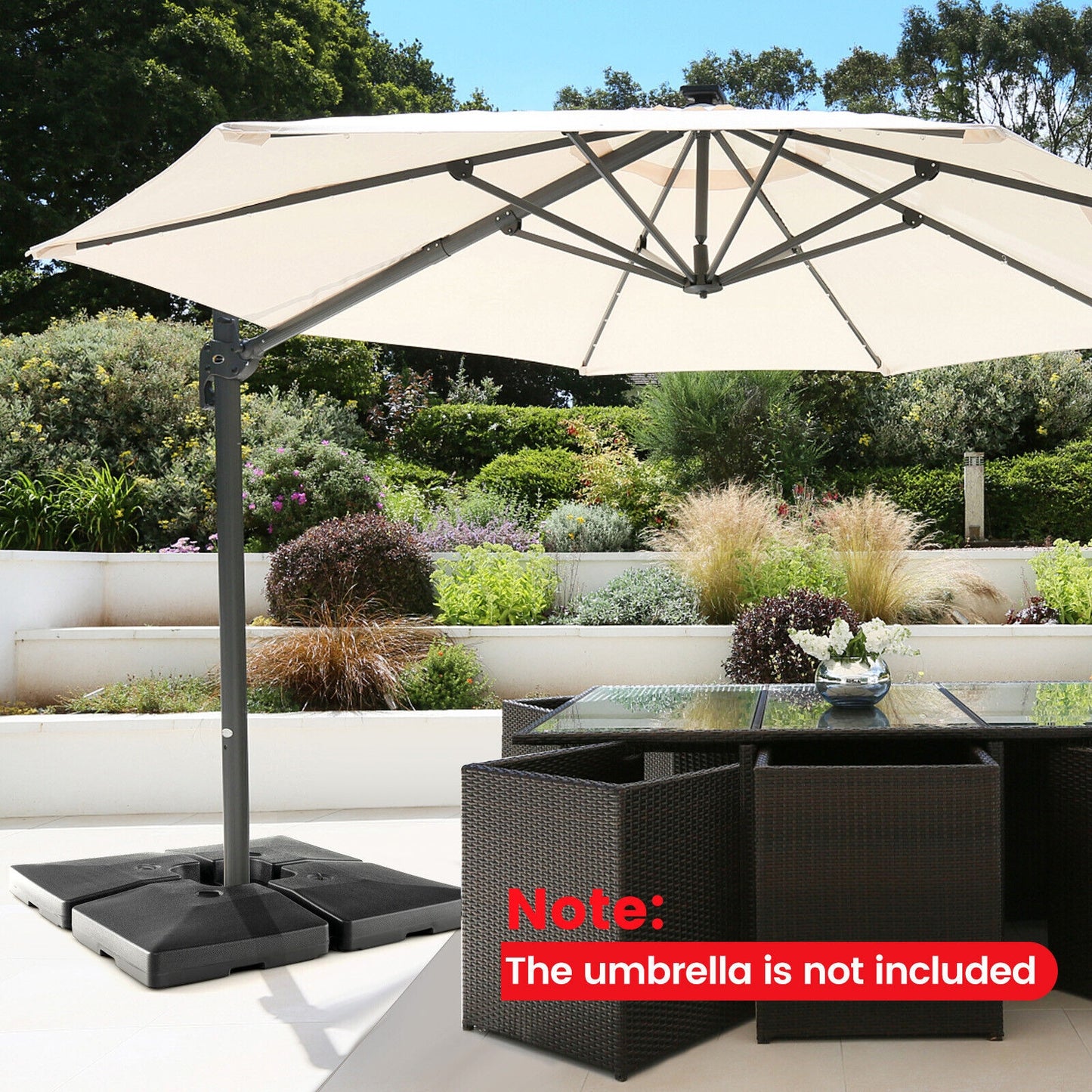 4-Piece 20L Cantilever Offset Patio Umbrella Base Kids Crystal