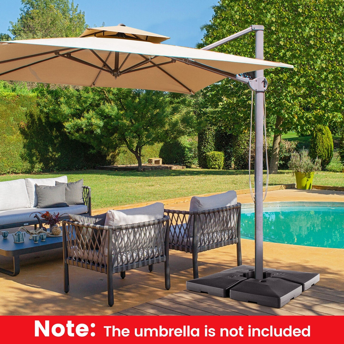 4-Piece 20L Cantilever Offset Patio Umbrella Base Kids Crystal