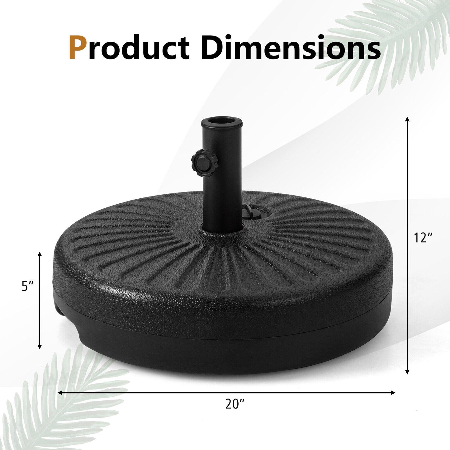 20 Inch Fillable Heavy-Duty Round Umbrella Base Stand Kids Crystal