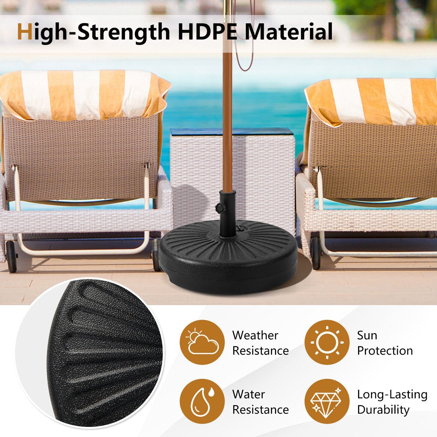 20 Inch Fillable Heavy-Duty Round Umbrella Base Stand Kids Crystal