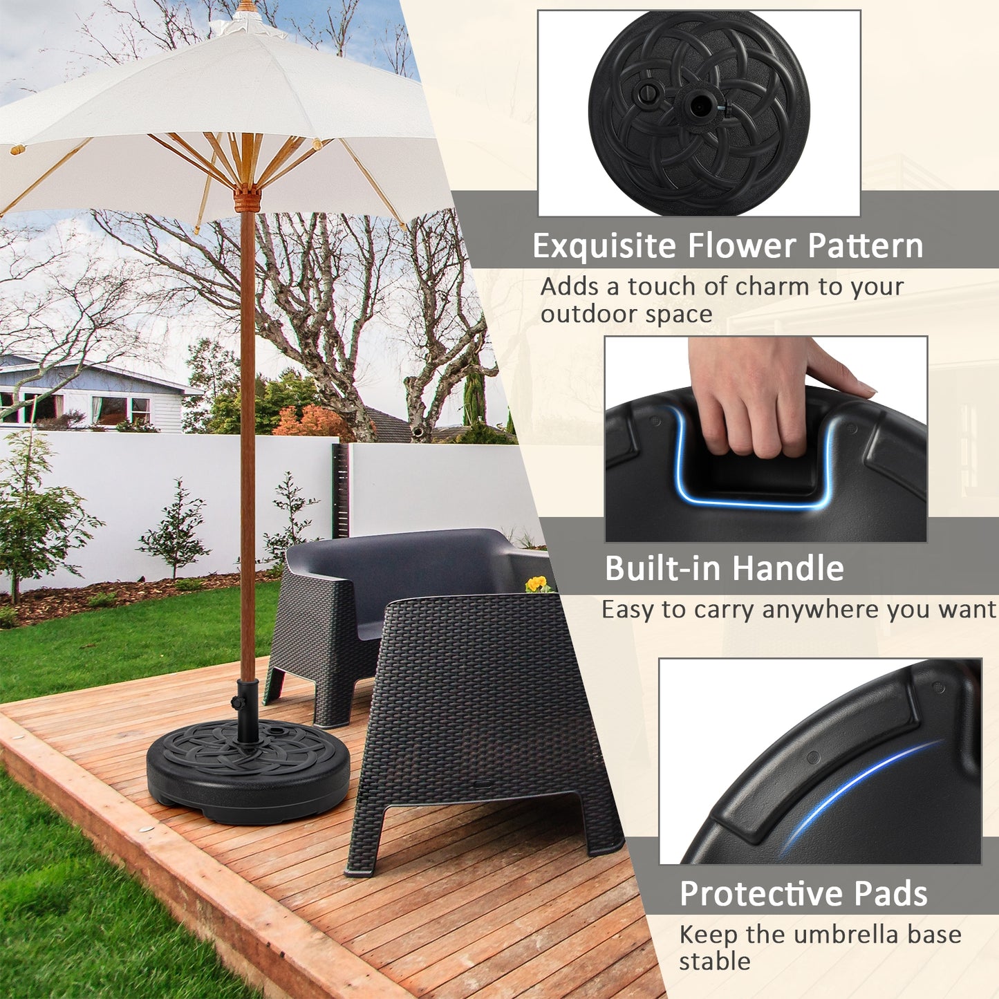22 Inch Fillable Heavy-Duty Round Patio Umbrella Base Stand Kids Crystal