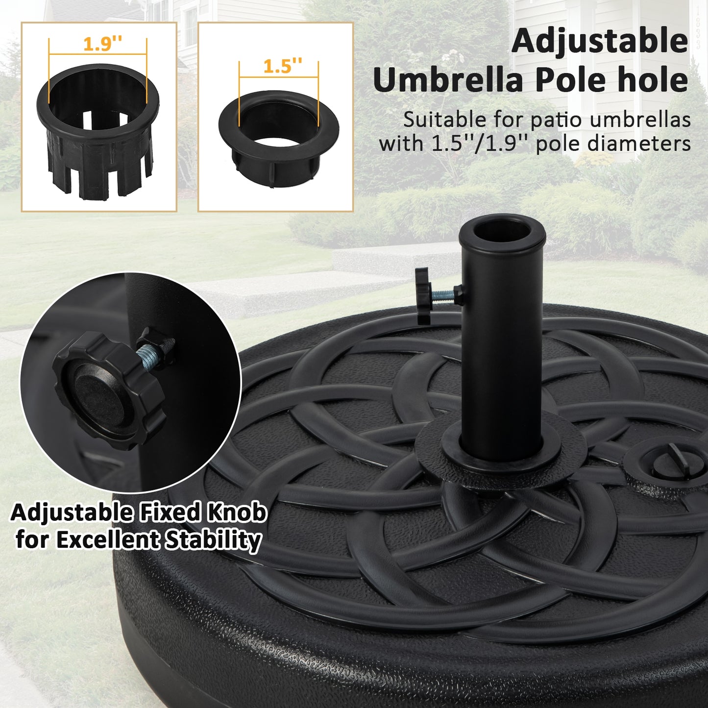 22 Inch Fillable Heavy-Duty Round Patio Umbrella Base Stand Kids Crystal