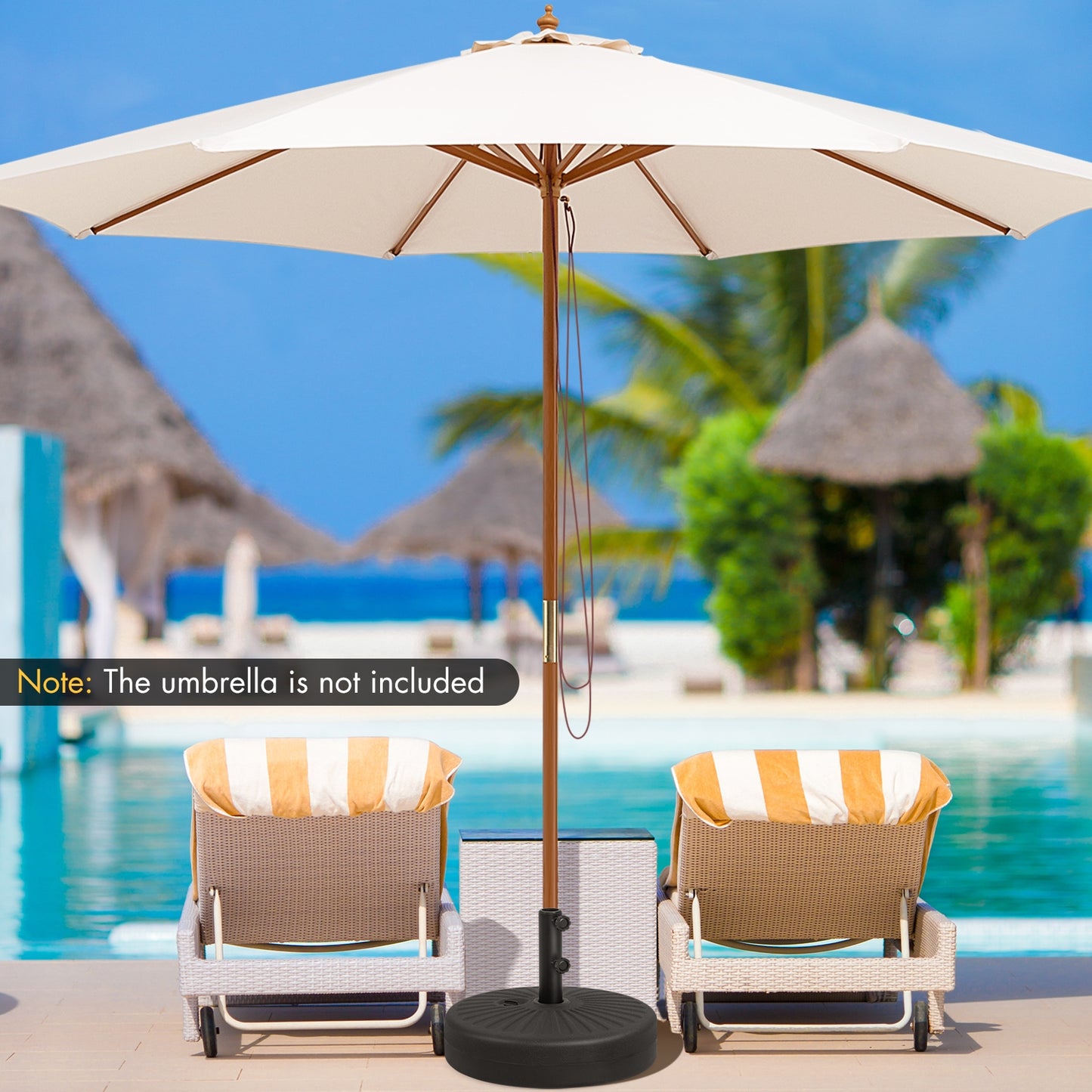 19.5 Inch Fillable Round Umbrella Base Stand for Yard Garden Poolside-Black Kids Crystal