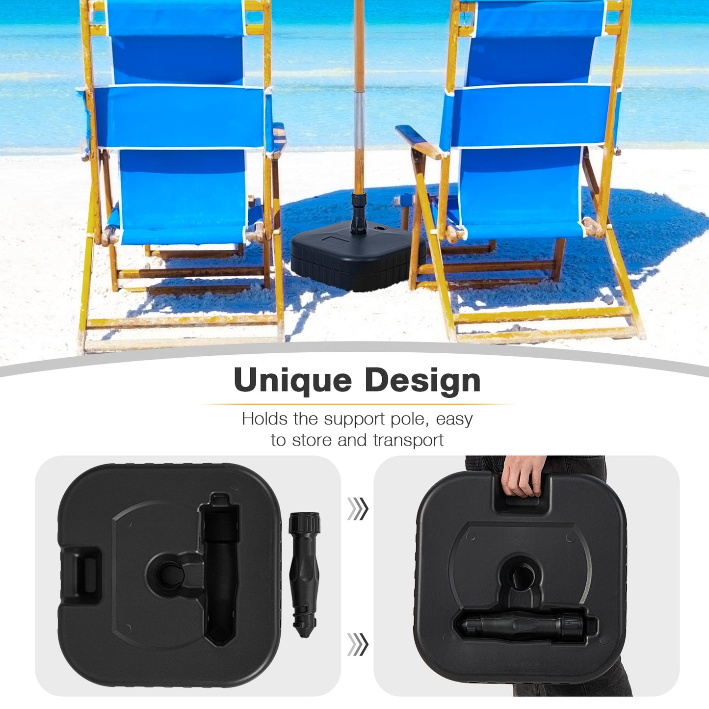 Patio Fillable Umbrella Base Fit 1.5 Inch Umbrella Poles for Yard Poolside-Black Kids Crystal
