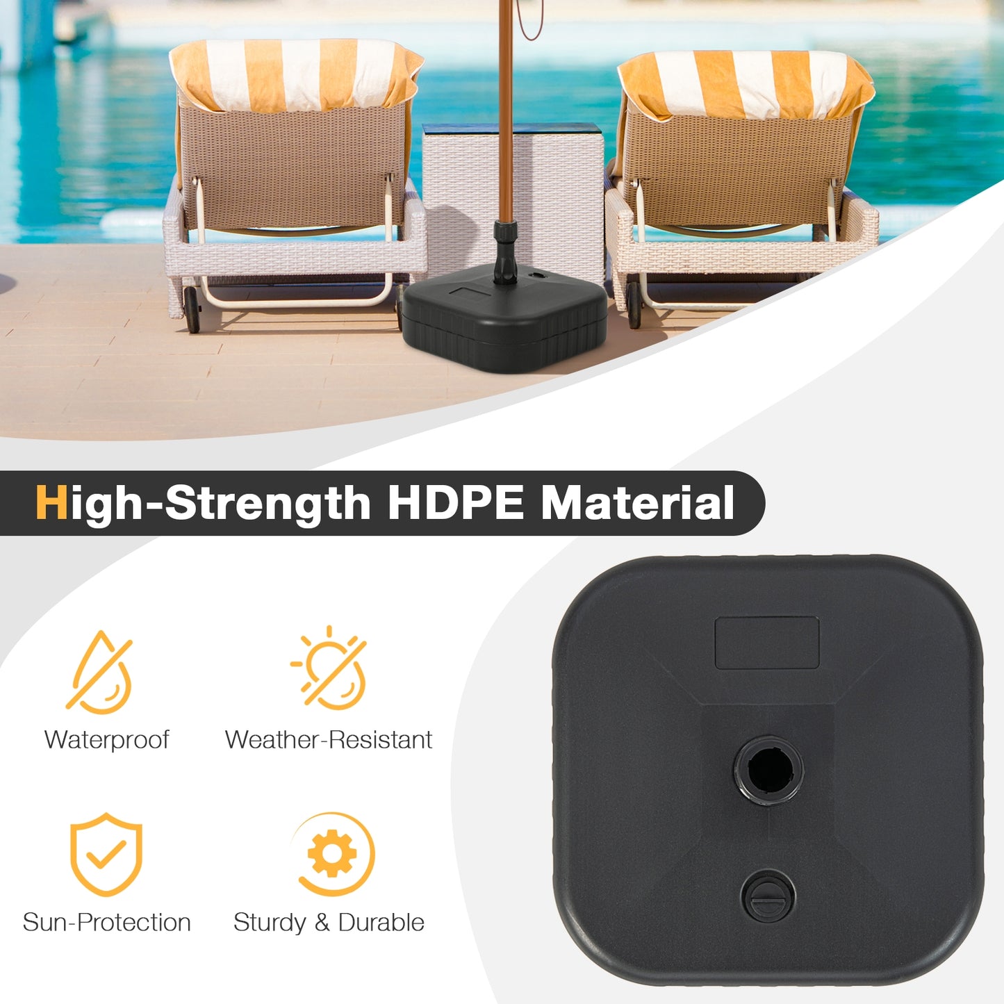 Patio Fillable Umbrella Base Fit 1.5 Inch Umbrella Poles for Yard Poolside-Black Kids Crystal
