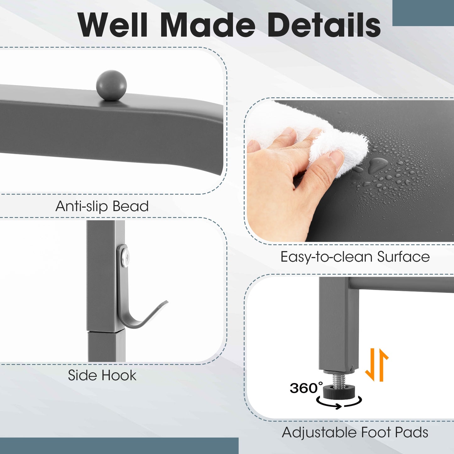 Free Standing Closet Organizer with Removable Drawers and Shelves-Gray Kids Crystal