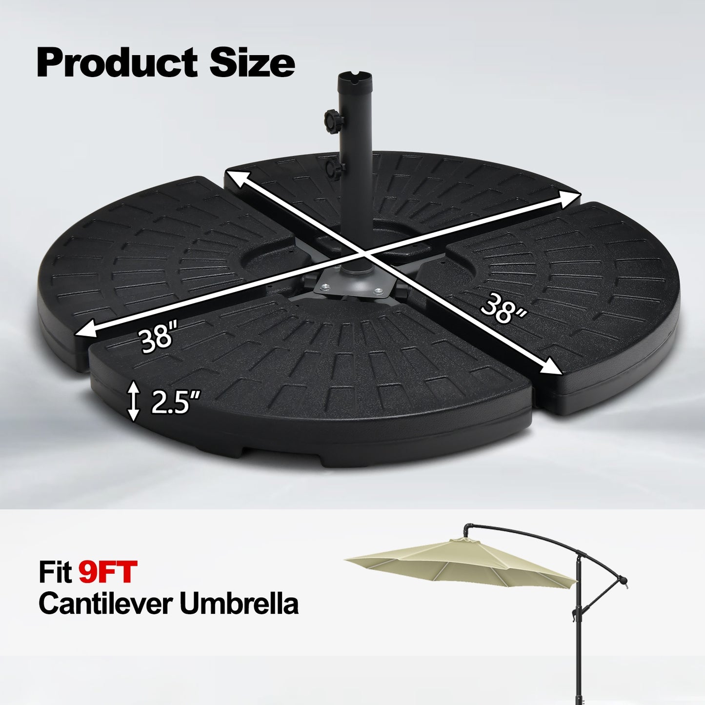 4 Pieces Outdoor Cantilever Offset Patio Umbrella Base Kids Crystal
