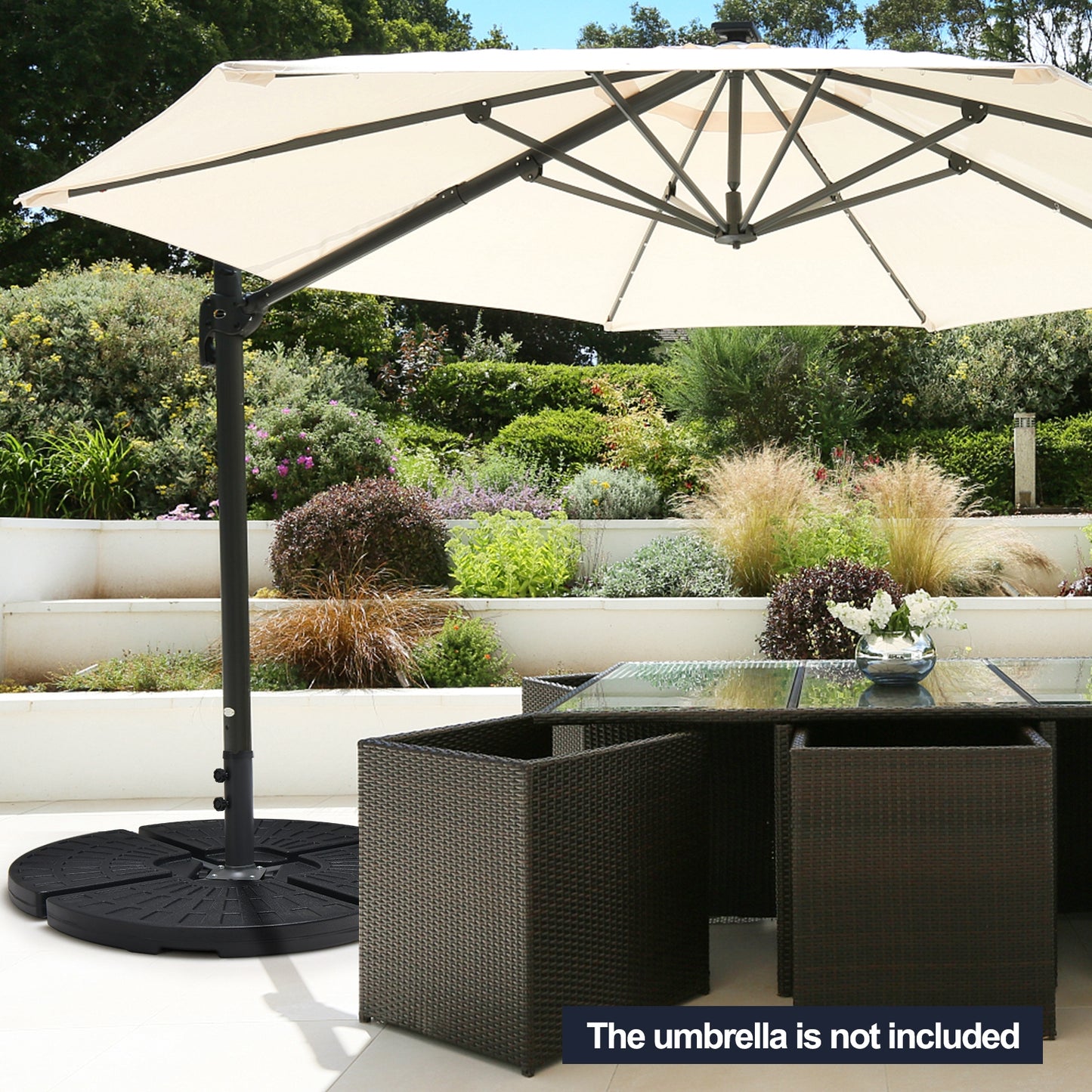 4 Pieces Outdoor Cantilever Offset Patio Umbrella Base Kids Crystal