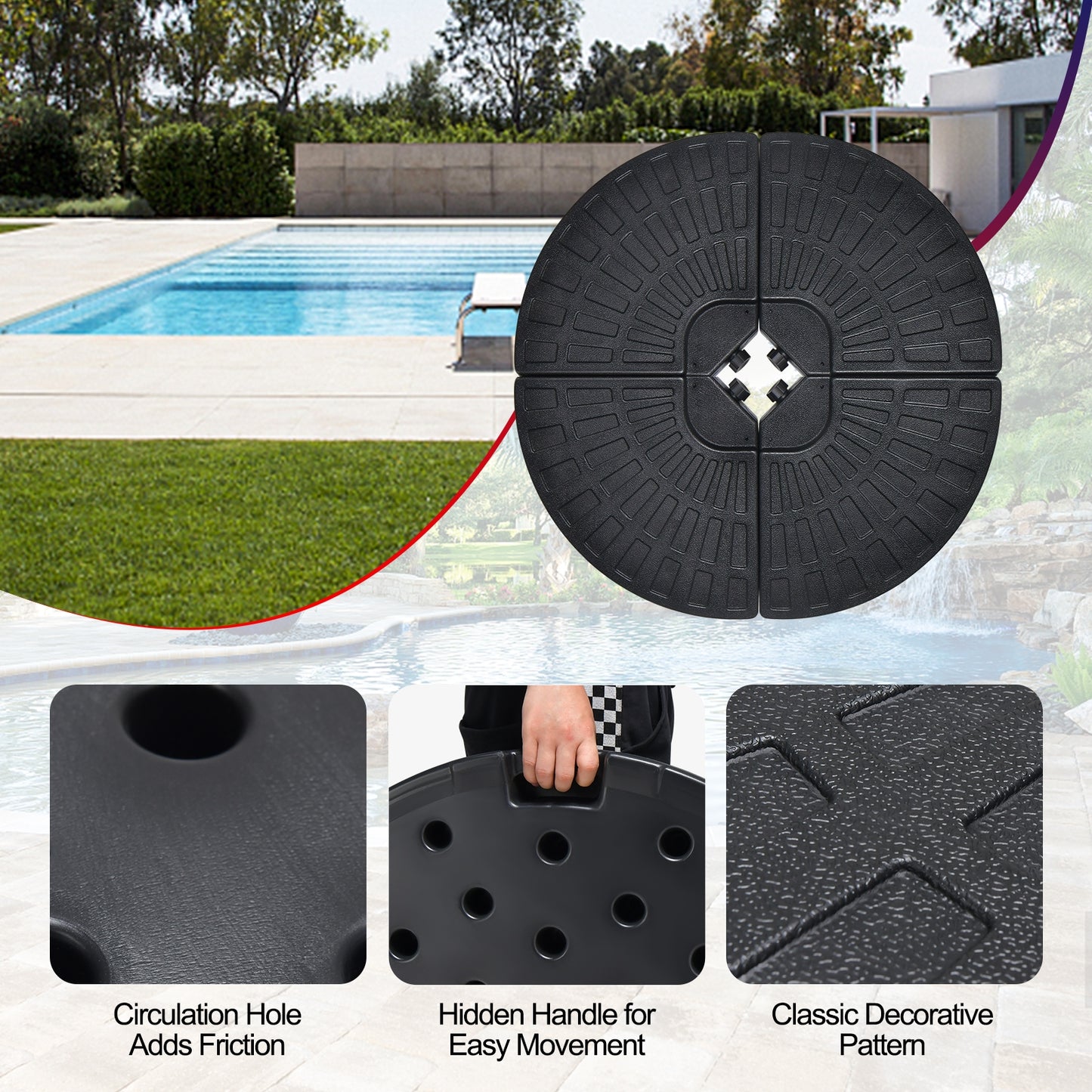 4 Pieces Outdoor Cantilever Offset Patio Umbrella Base Kids Crystal