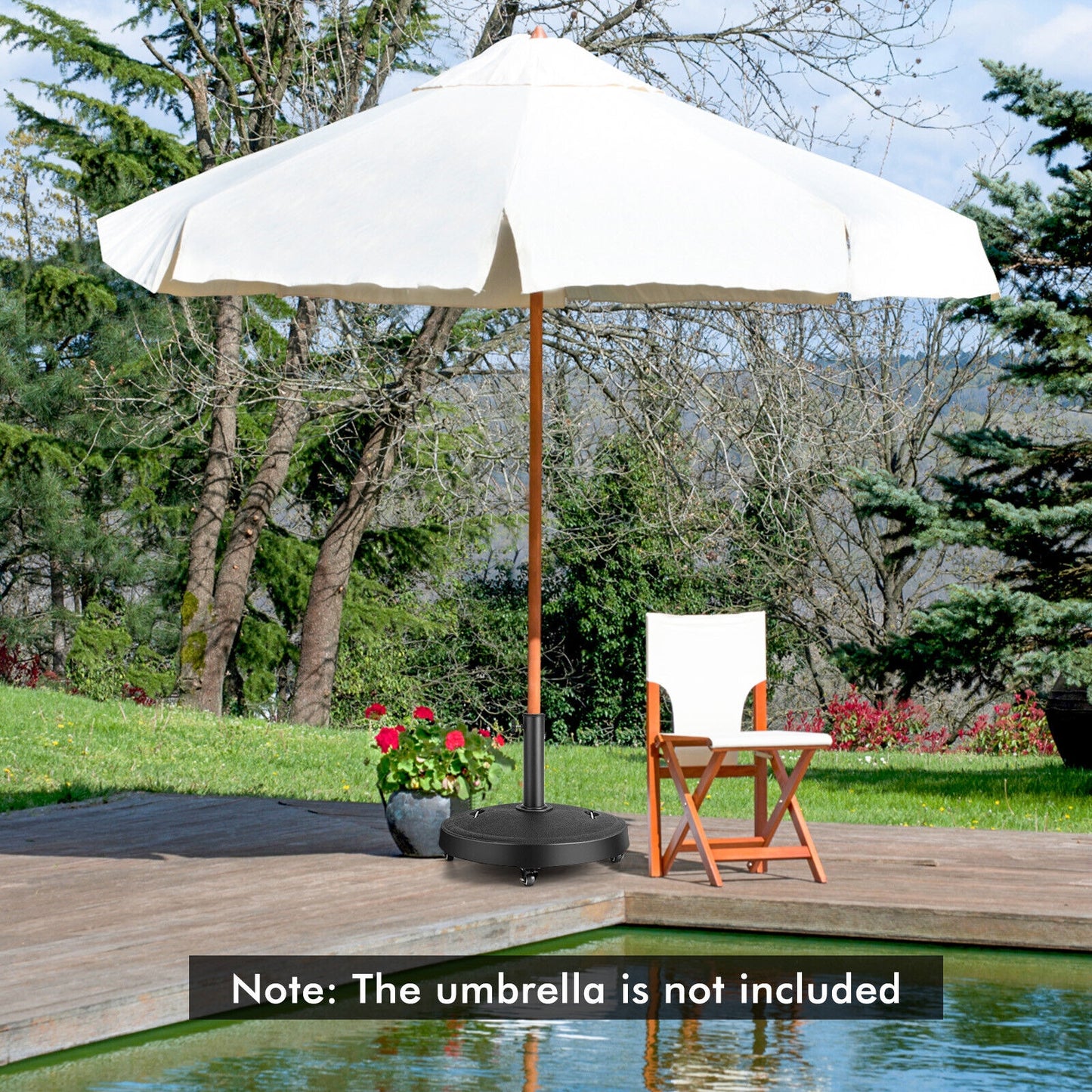 51LBS 20.5Inch Outdoor Umbrella Base with Wheels and Handles Kids Crystal