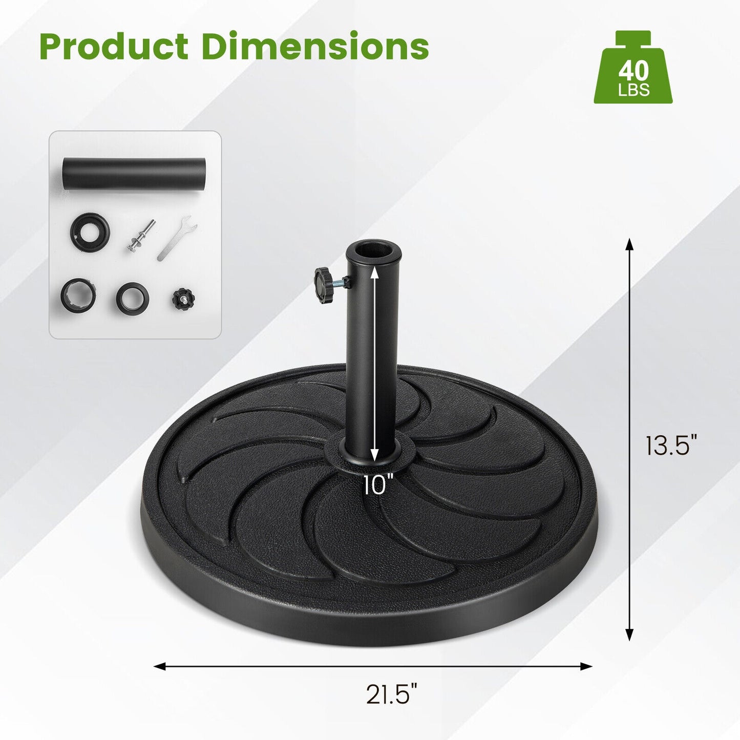 40LBS 21.5Inch Round Outdoor Umbrella Base Kids Crystal
