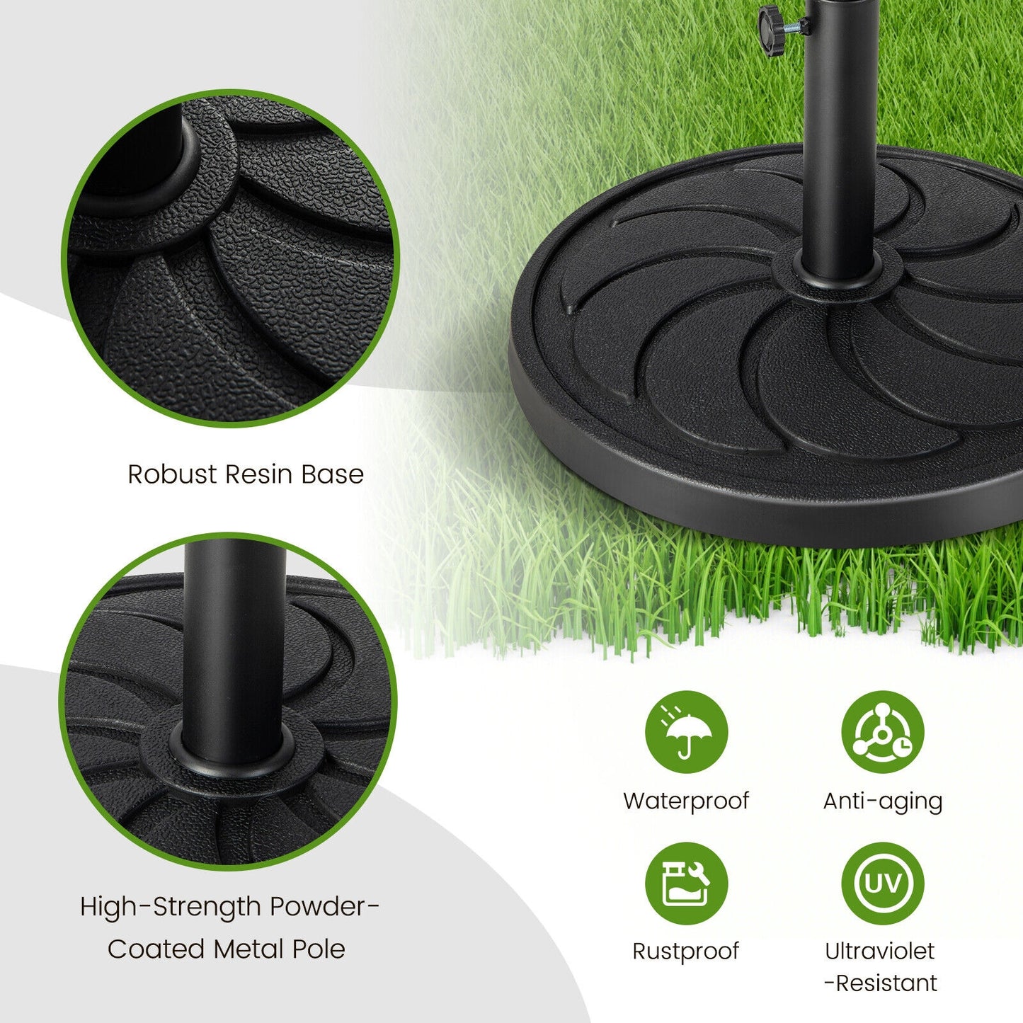 40LBS 21.5Inch Round Outdoor Umbrella Base Kids Crystal