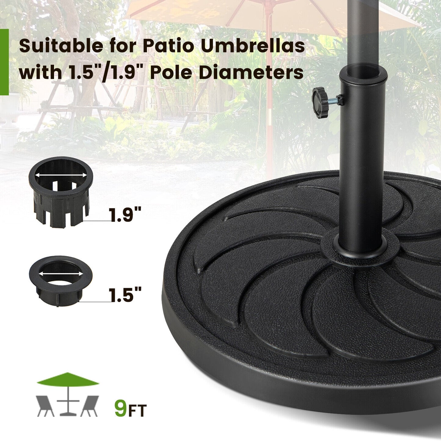 40LBS 21.5Inch Round Outdoor Umbrella Base Kids Crystal