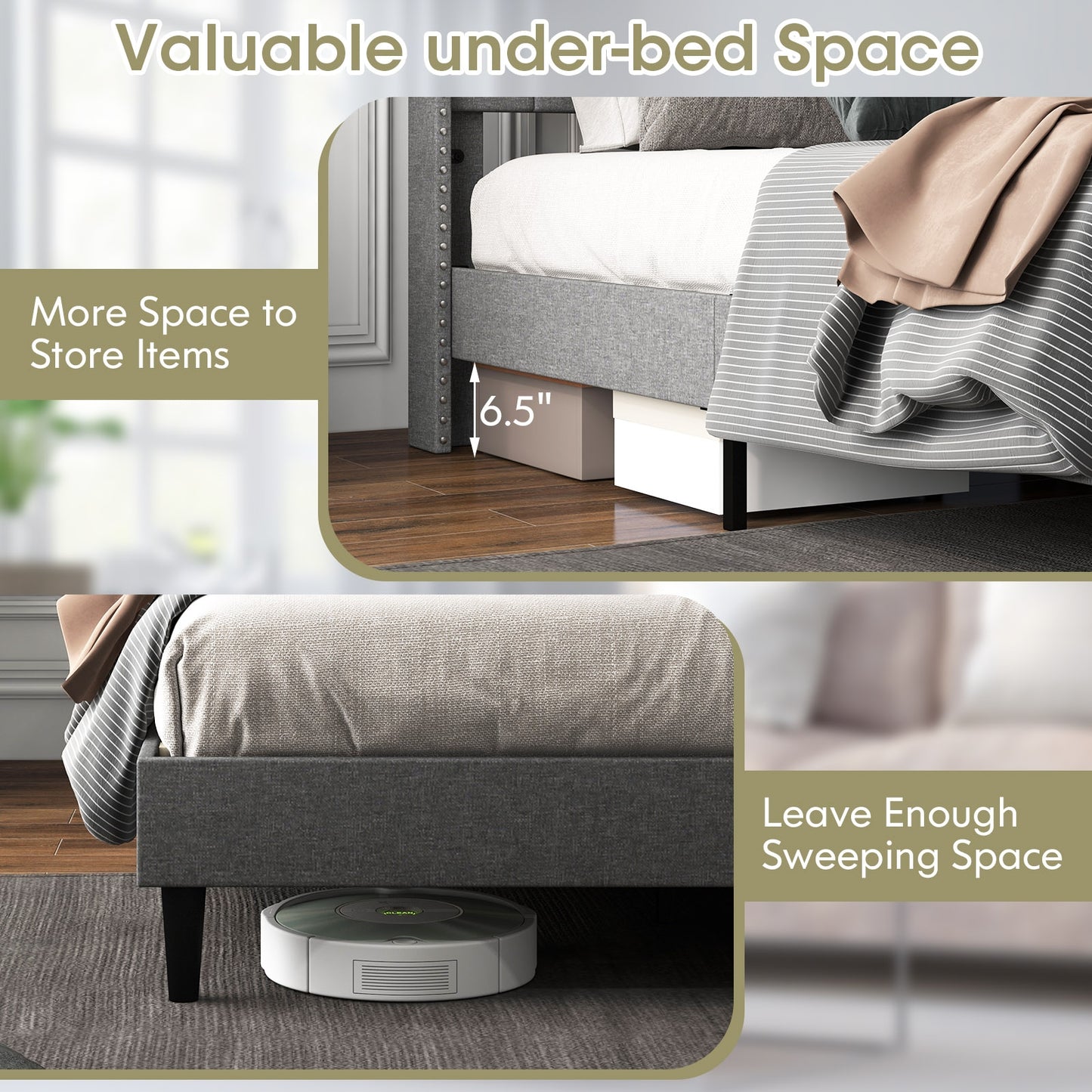 Full/Queen Size Upholstered Platform Bed with Button Tufted Headboard-Full Size Kids Crystal