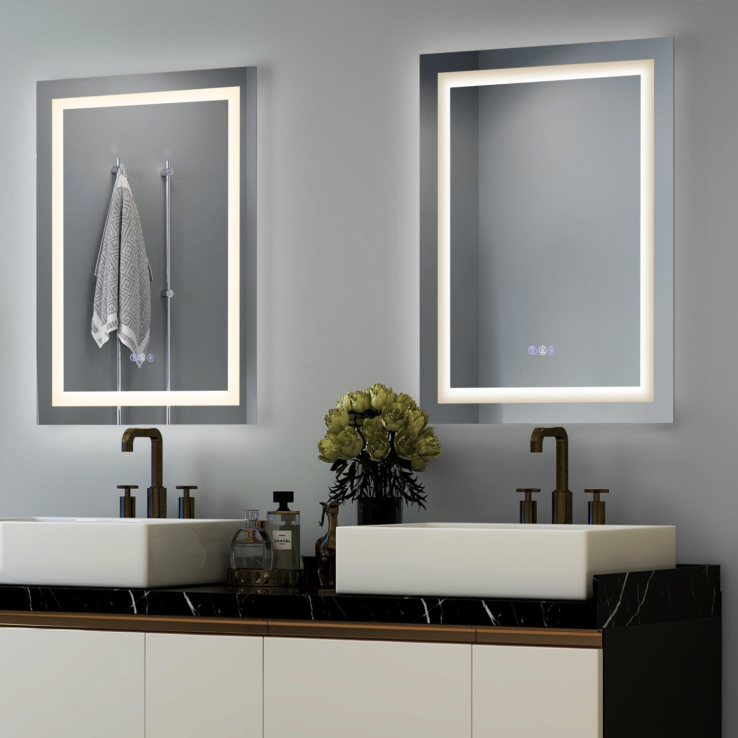 32 Inch x 24 Inch Bathroom Anti-Fog Wall Mirror with Colorful Light Kids Crystal