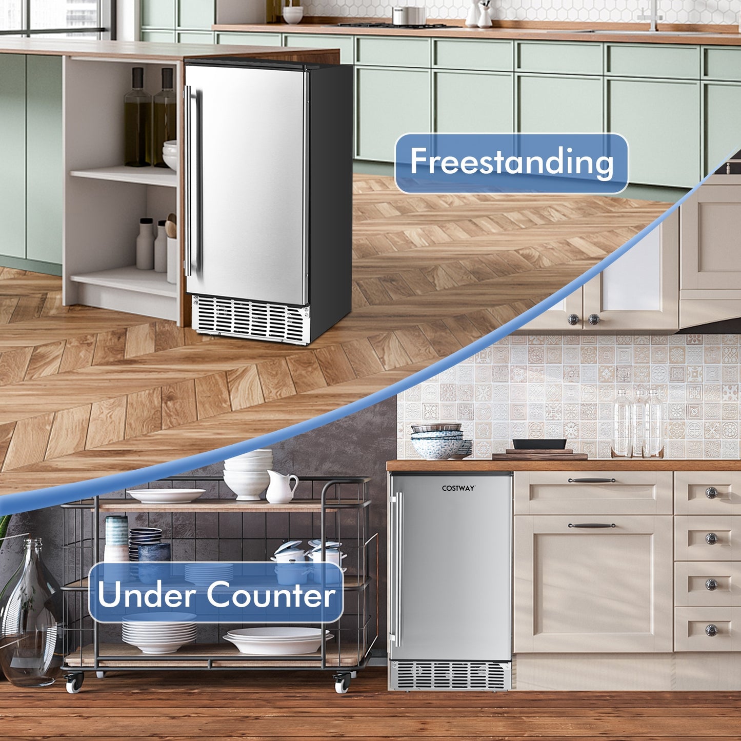 Free-Standing Built-In Undercounter Ice Maker-Silver Kids Crystal
