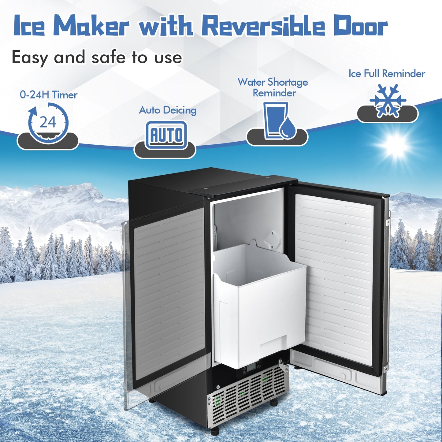 Free-Standing Built-In Undercounter Ice Maker-Silver Kids Crystal