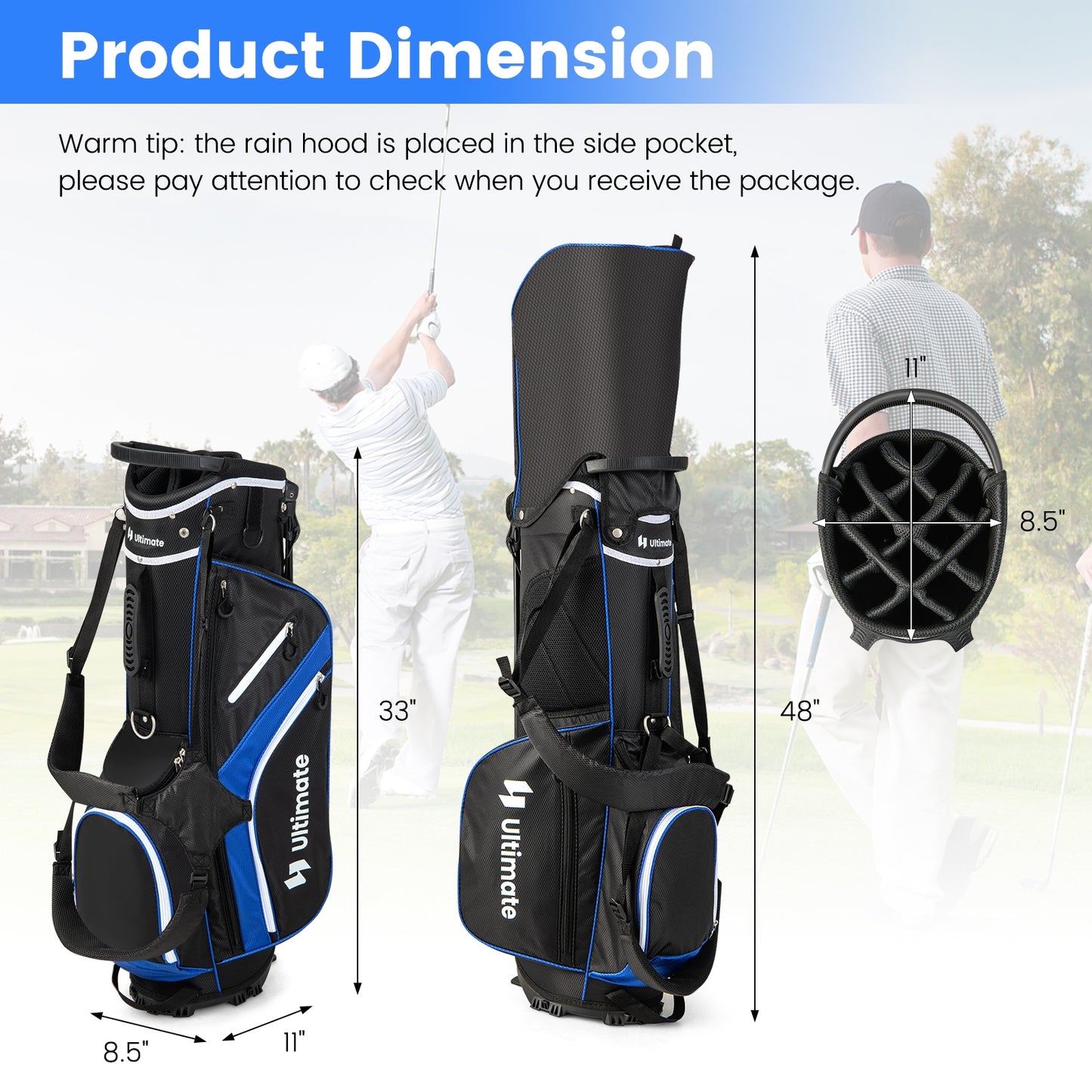 Lightweight Golf Stand Bag with 14 Way Top Dividers and 6 Pockets-Blue Kids Crystal