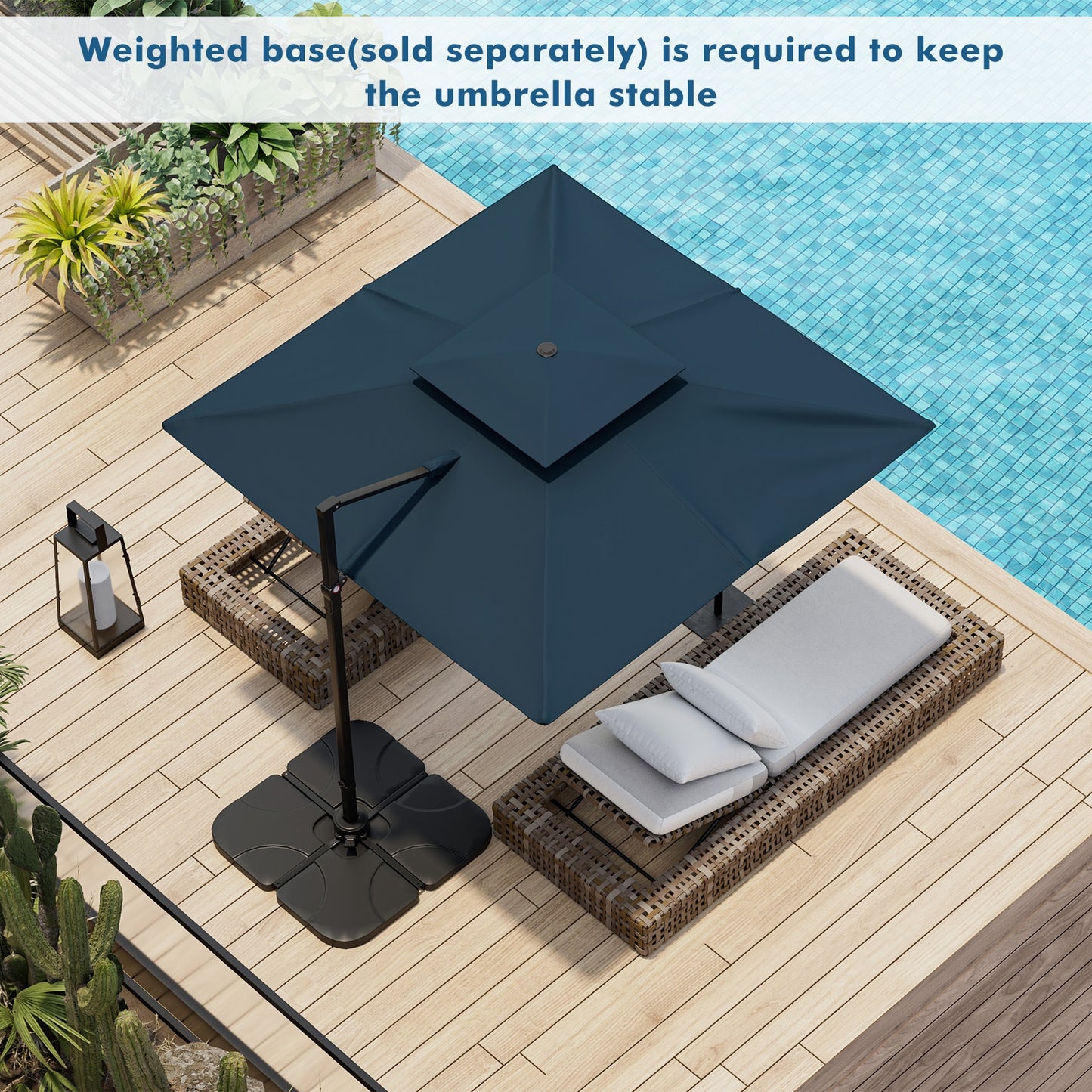9.5 Feet Cantilever Patio Umbrella with 360° Rotation and Double Top-Navy Kids Crystal