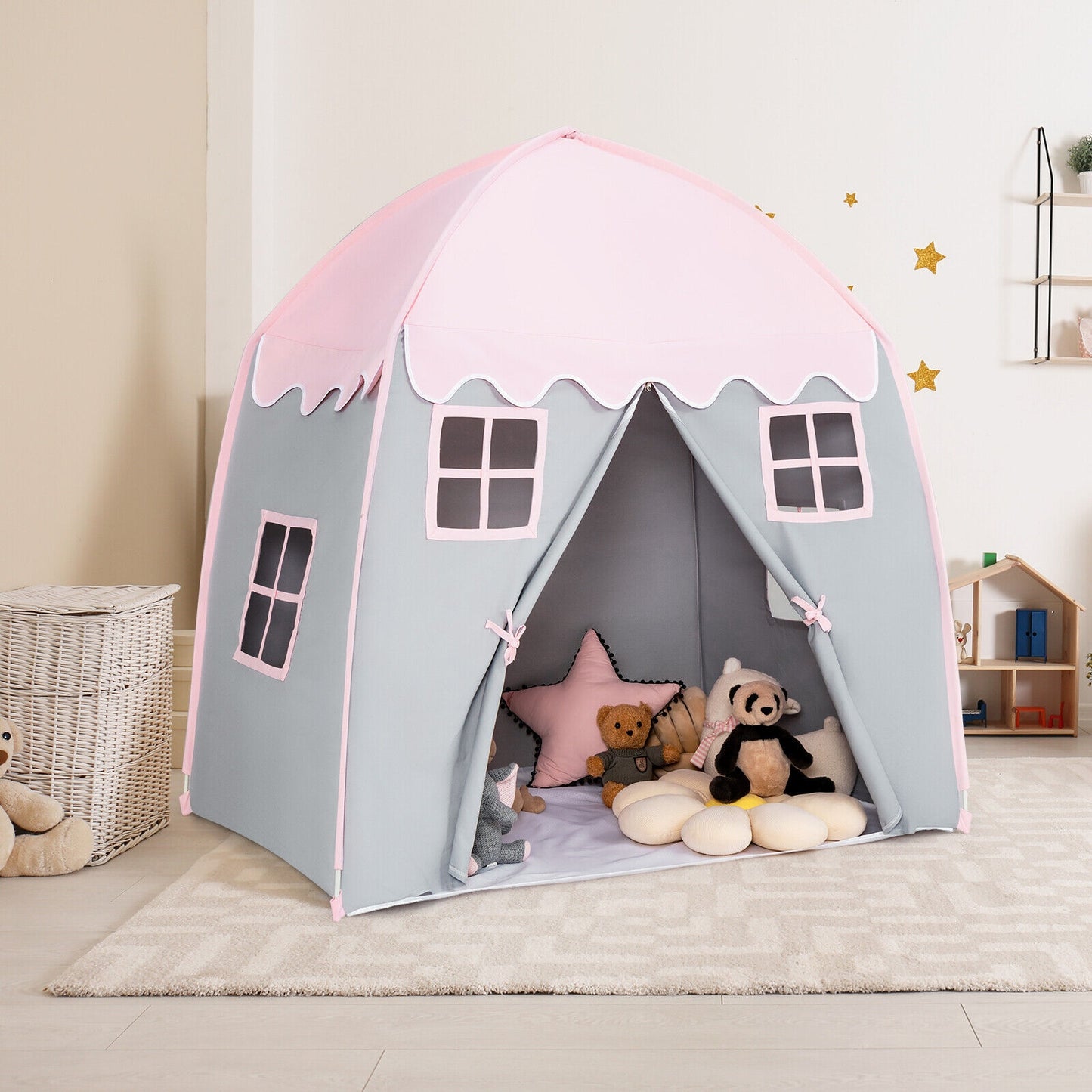 Portable Indoor Kids Play Castle Tent-Pink Kids Crystal