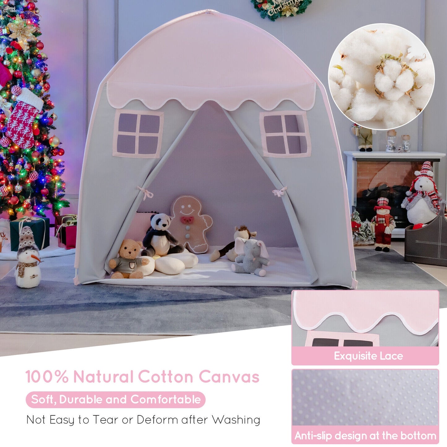 Portable Indoor Kids Play Castle Tent-Pink Kids Crystal