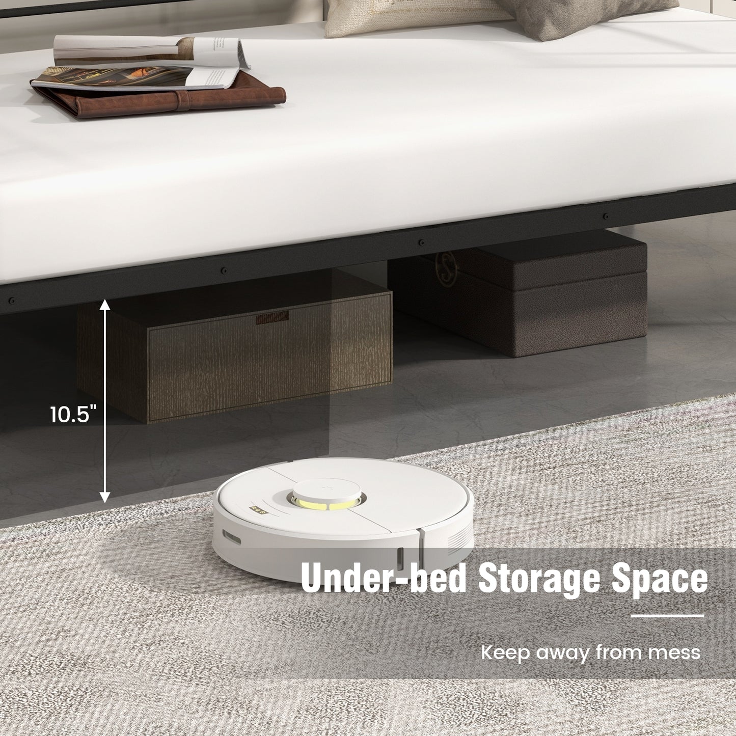 Twin Size Metal Daybed Sofa Bed Frame with Armrests and Backrest Kids Crystal