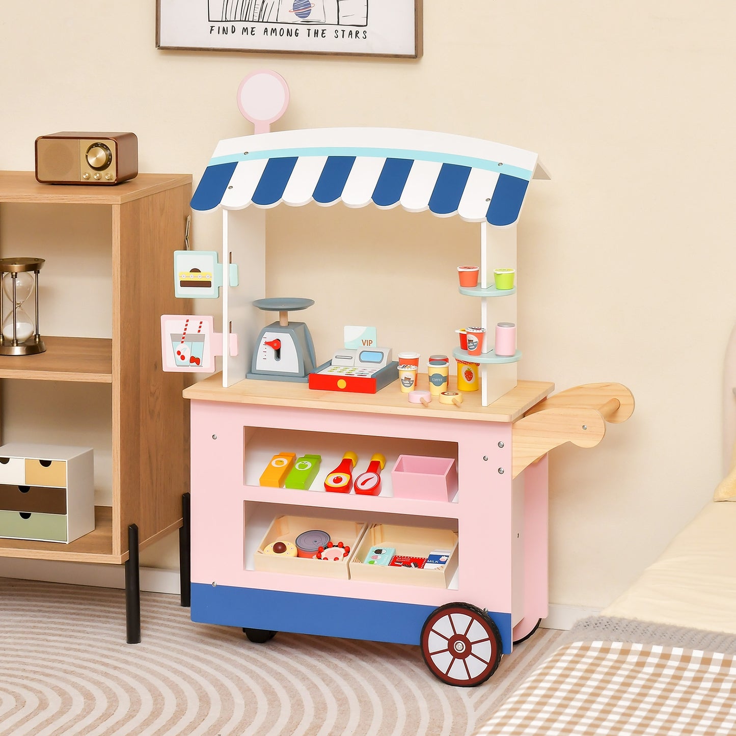 Toy Cart Play Set with POS Machine and Lovely Scale Kids Crystal