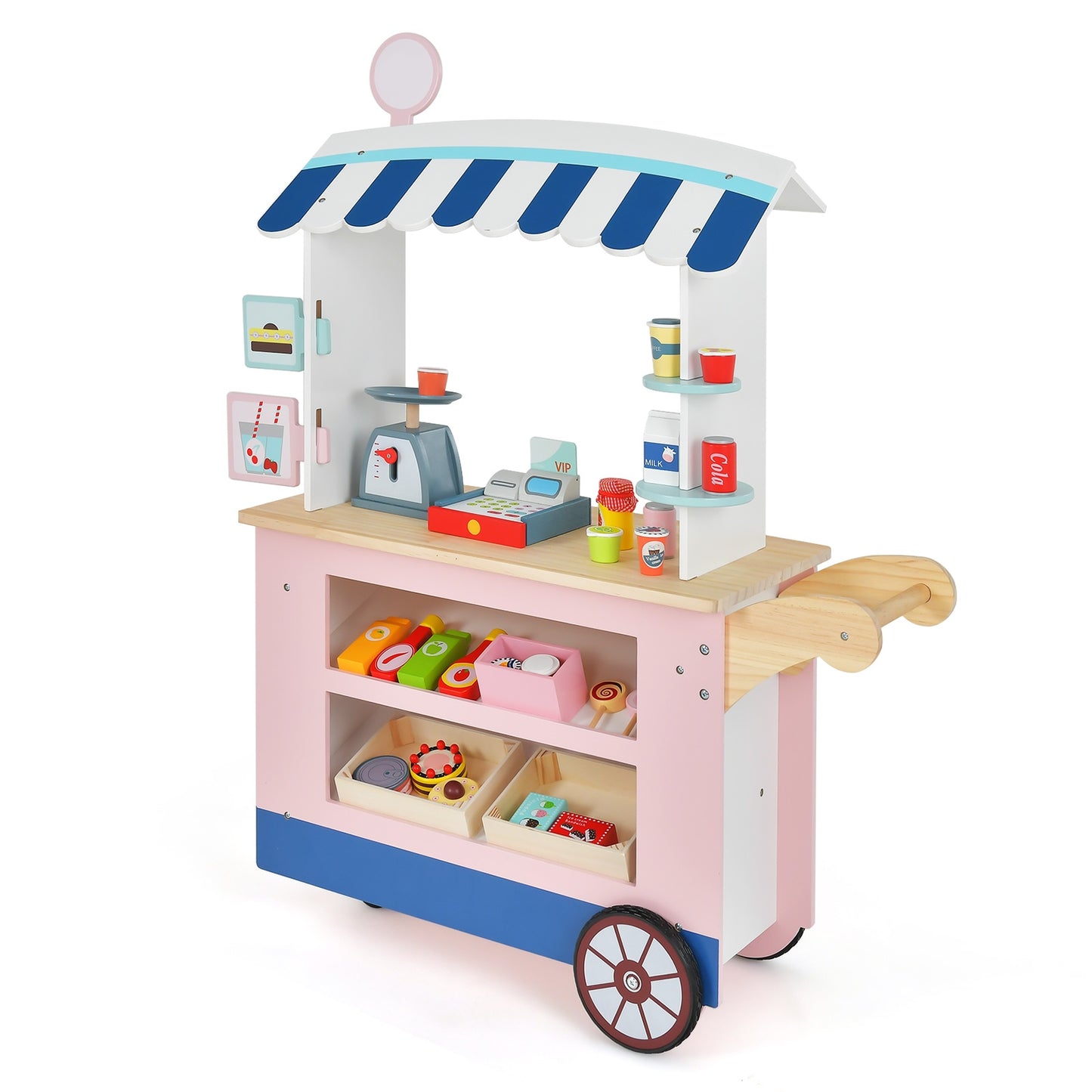 Toy Cart Play Set with POS Machine and Lovely Scale Kids Crystal