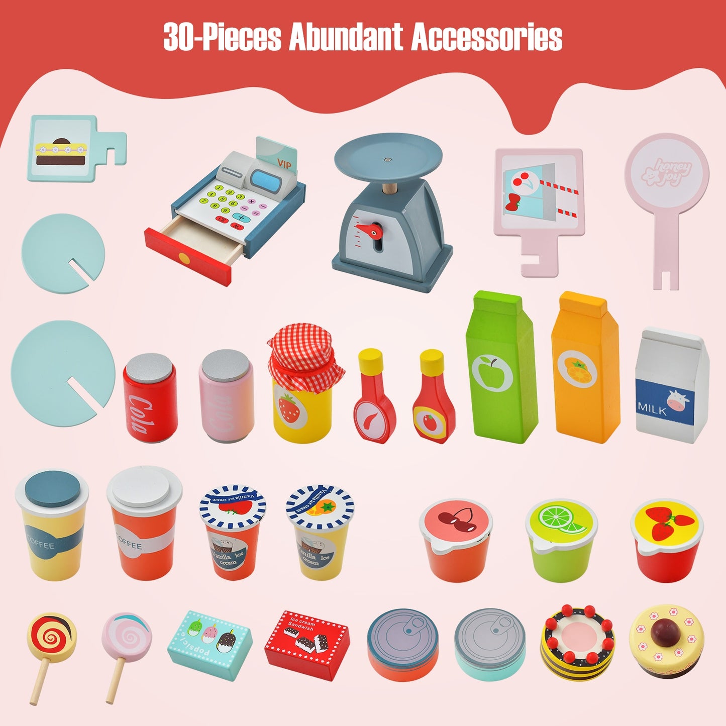 Toy Cart Play Set with POS Machine and Lovely Scale Kids Crystal