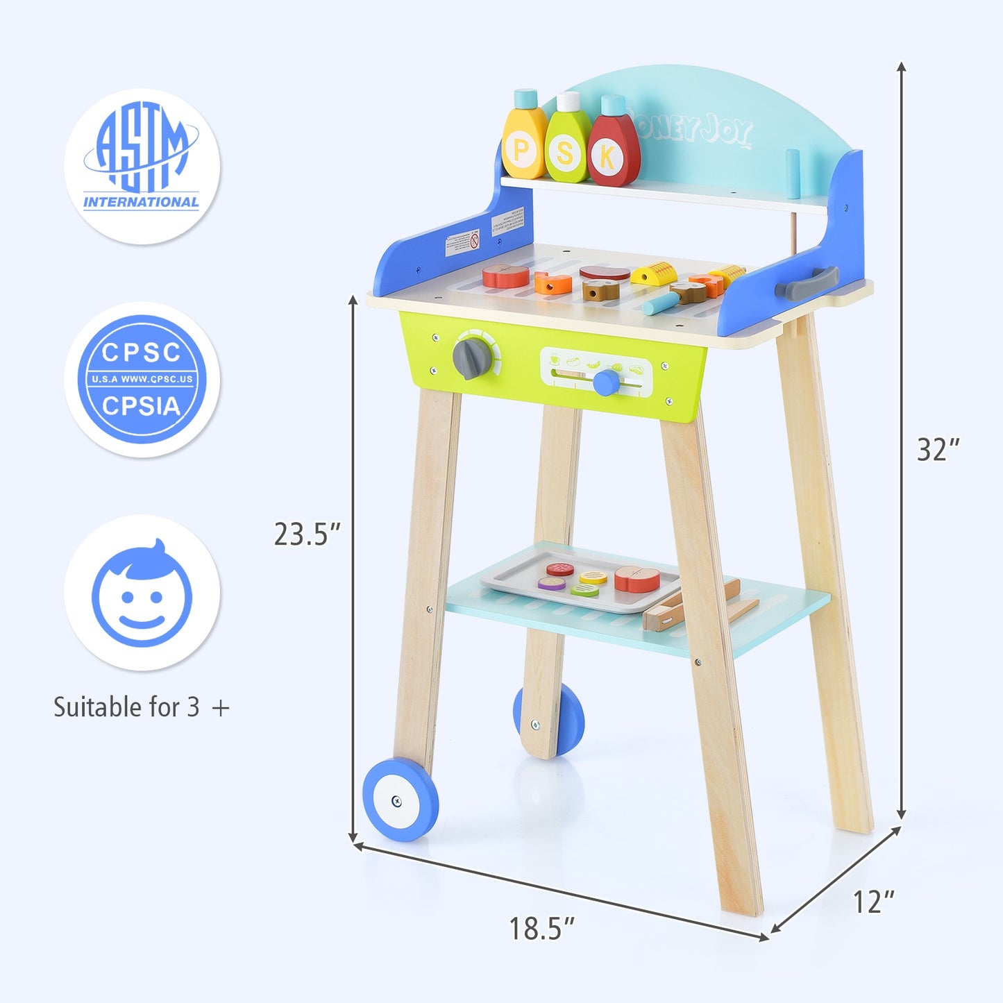 Kid's Pretend Barbecue Grill Play Set Kids Crystal