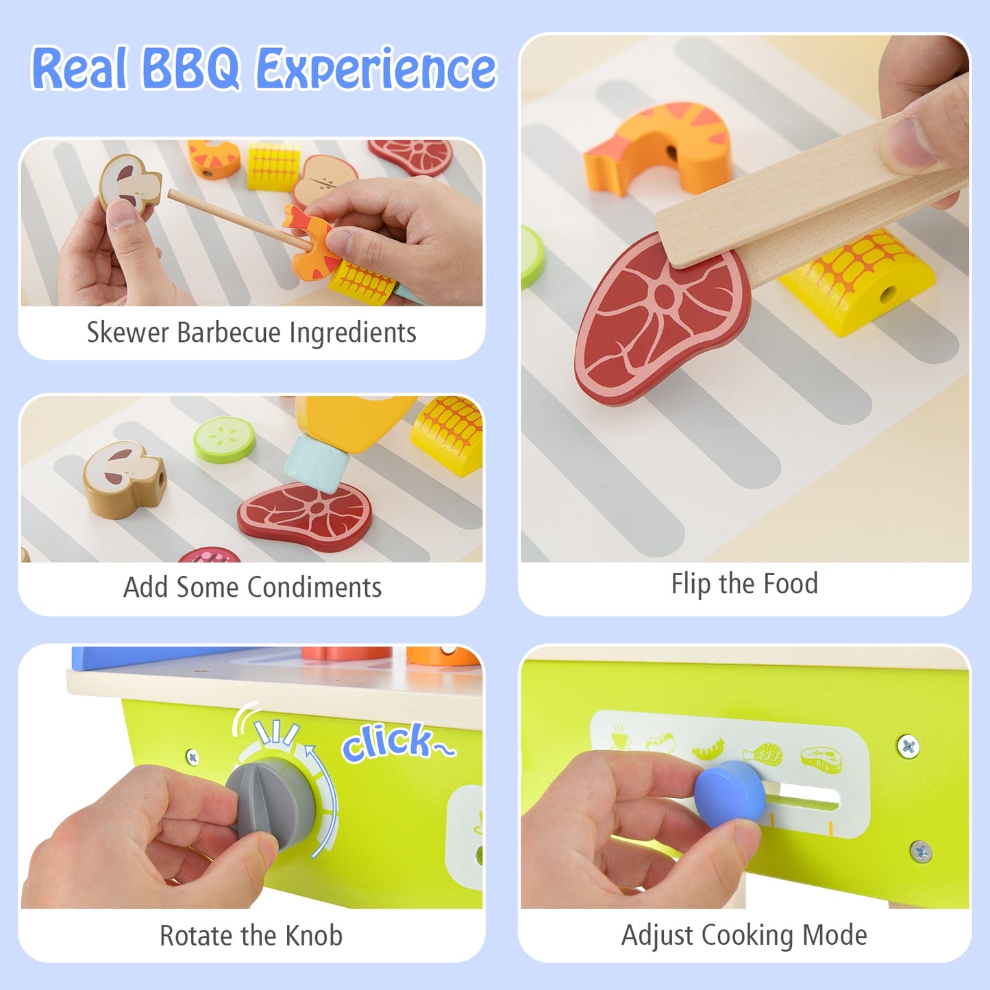 Kid's Pretend Barbecue Grill Play Set Kids Crystal