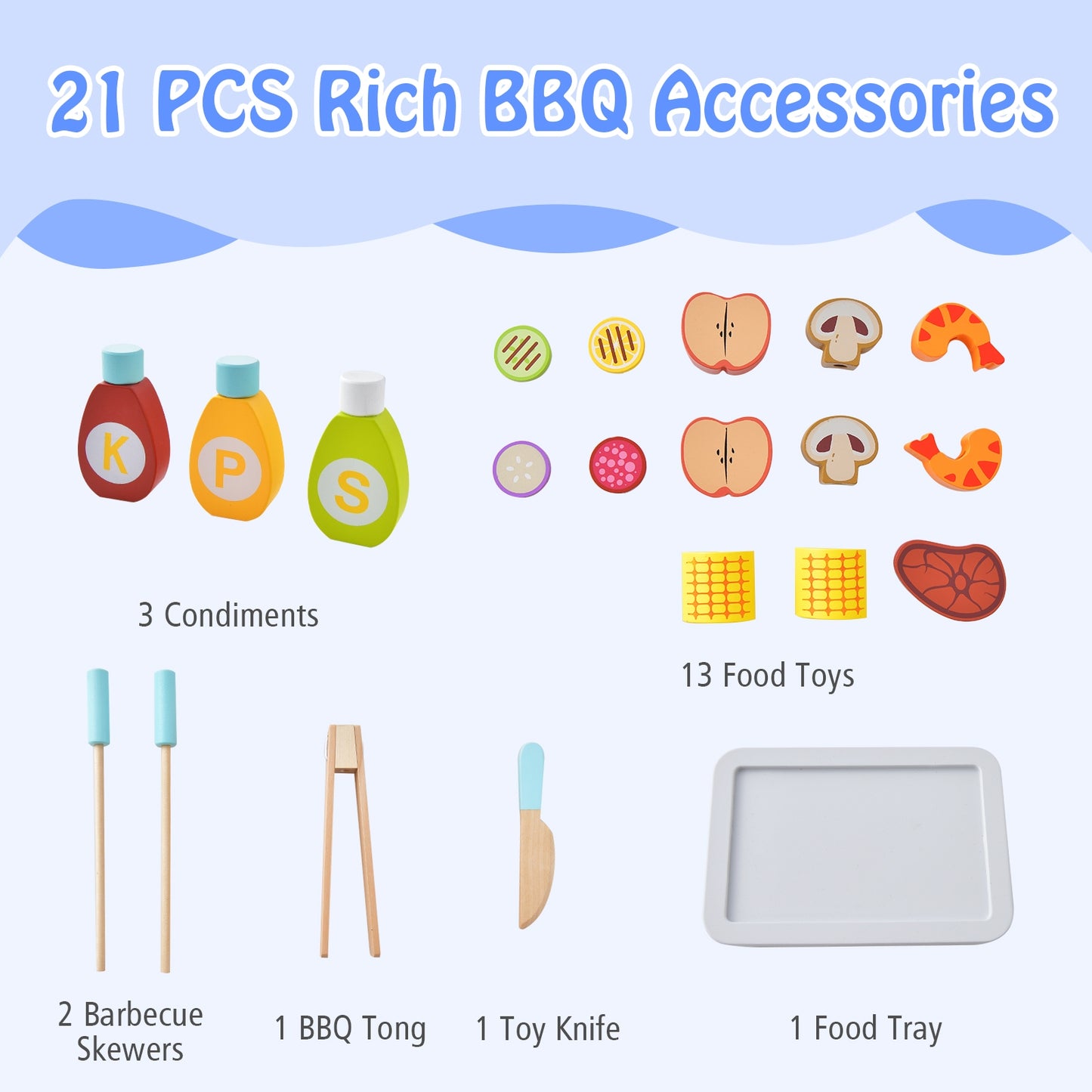 Kid's Pretend Barbecue Grill Play Set Kids Crystal