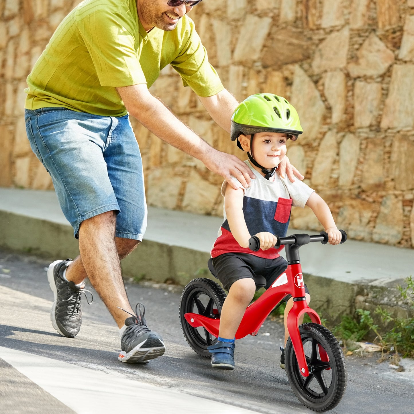 Kids Balance Bike with Rotatable Handlebar and Adjustable Seat Height-Red Kids Crystal