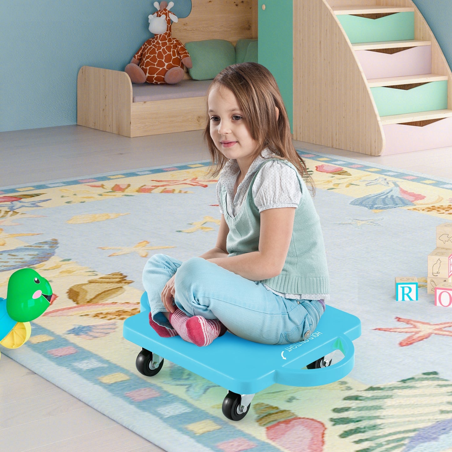 6-Pack Kids Scooter Board with Handles and Non-Marring Casters Kids Crystal