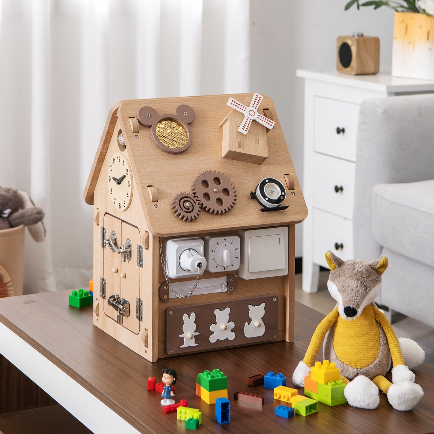 Multi-purpose Busy House with Sensory Games and Interior Storage Space Kids Crystal