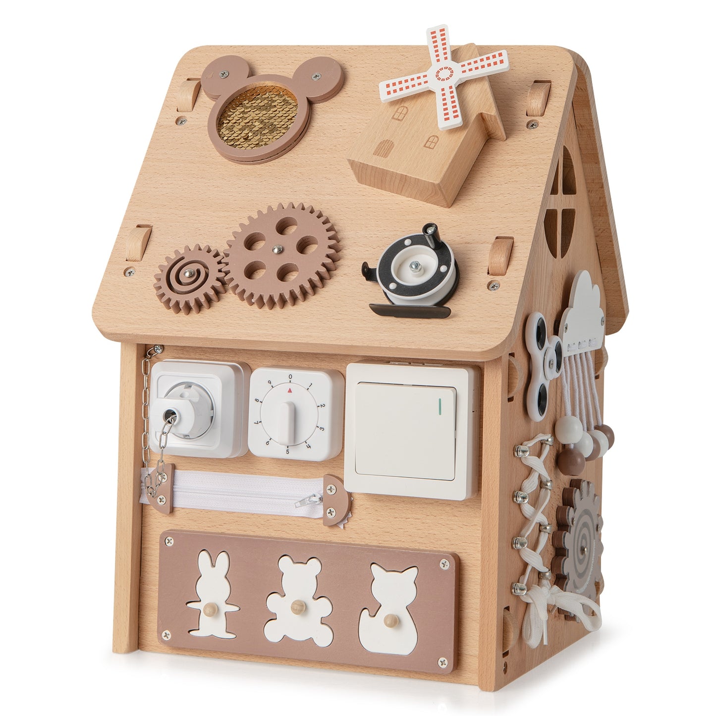 Multi-purpose Busy House with Sensory Games and Interior Storage Space Kids Crystal