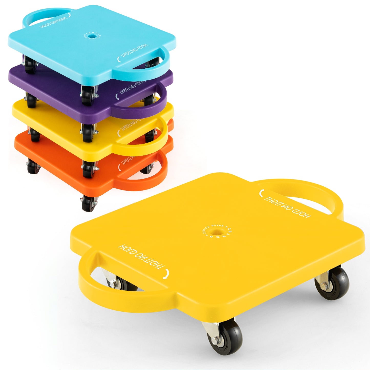4-Pack Kids Sitting Scooter Board with Handles and Rolling Casters Kids Crystal
