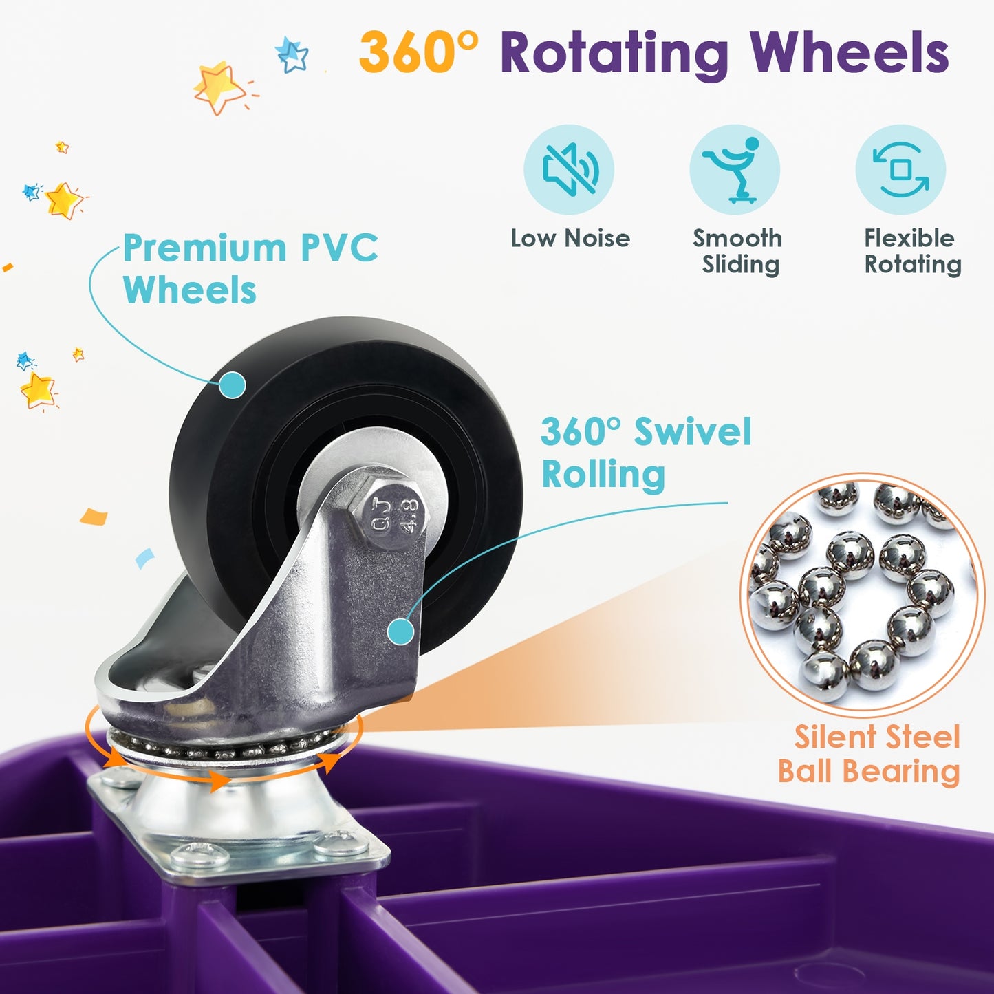 4-Pack Kids Sitting Scooter Board with Handles and Rolling Casters Kids Crystal