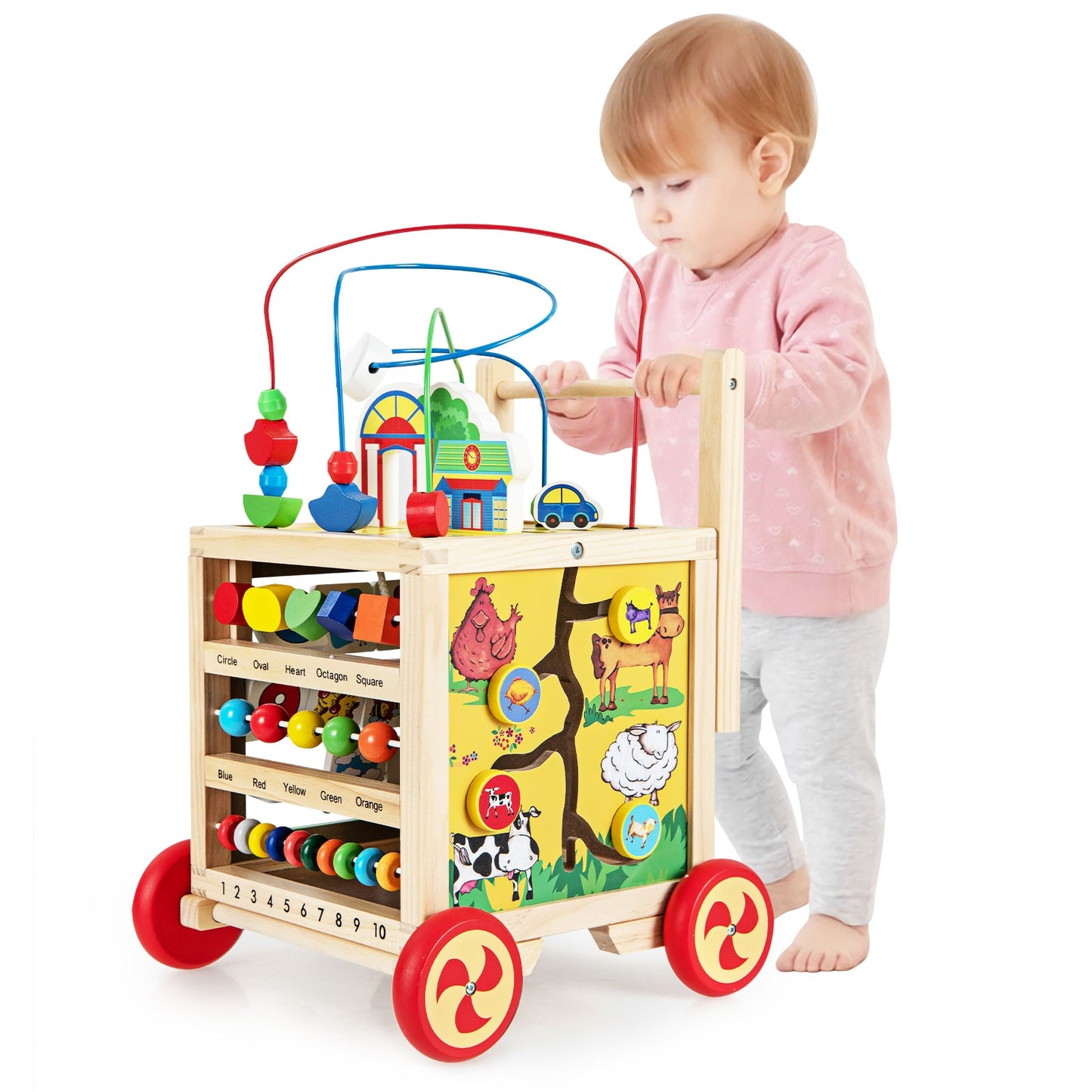 6-In-1 Developmental Learning Educational Toy with Bead Maze Kids Crystal