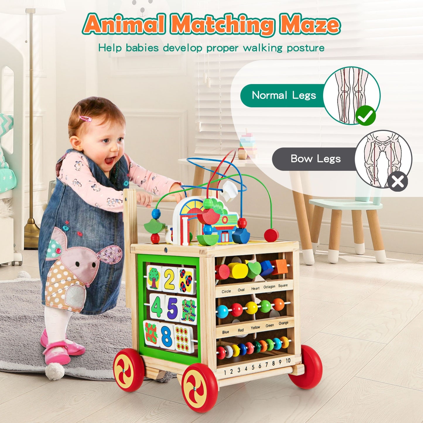 6-In-1 Developmental Learning Educational Toy with Bead Maze Kids Crystal