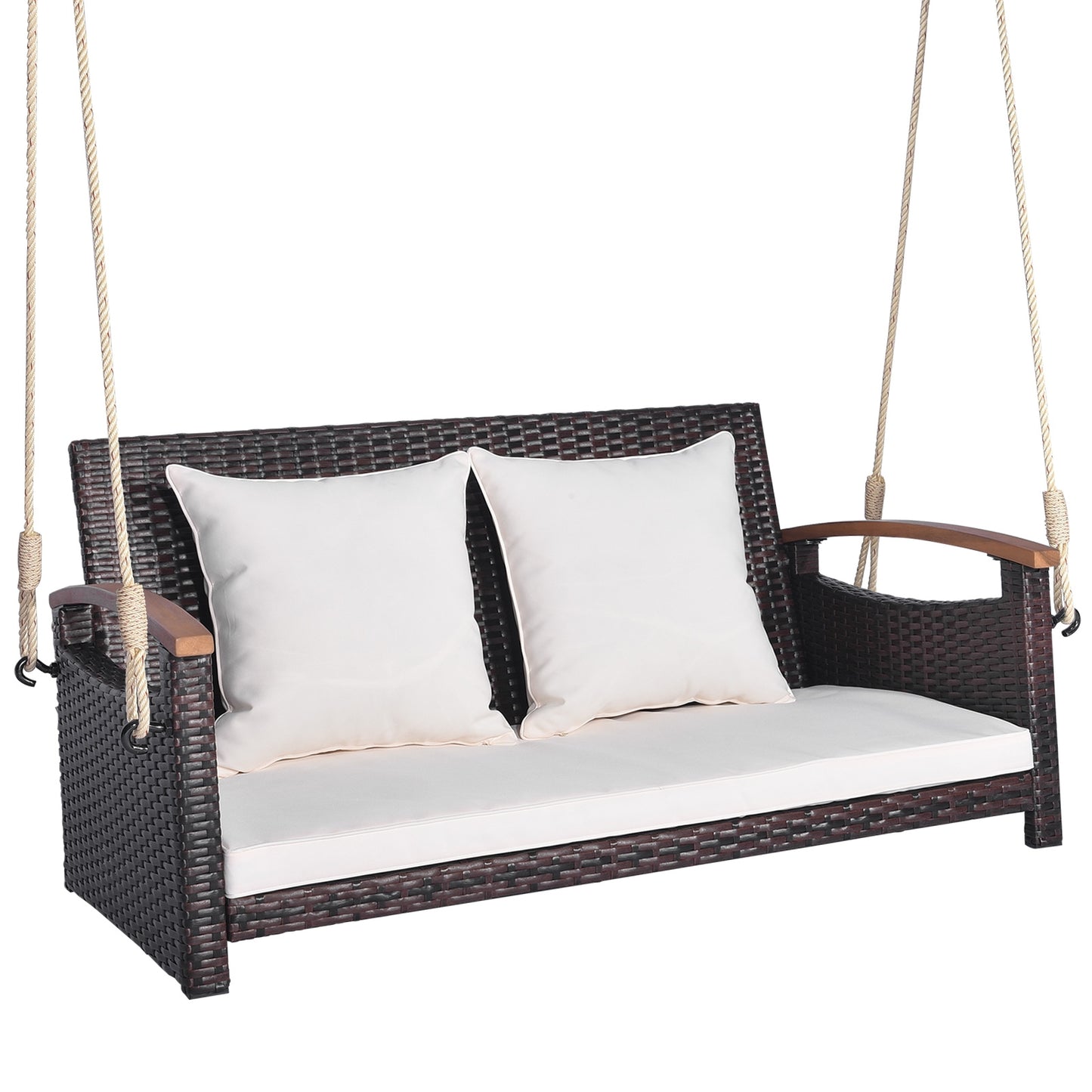 2-Person Patio Rattan Porch Swing Kids Crystal