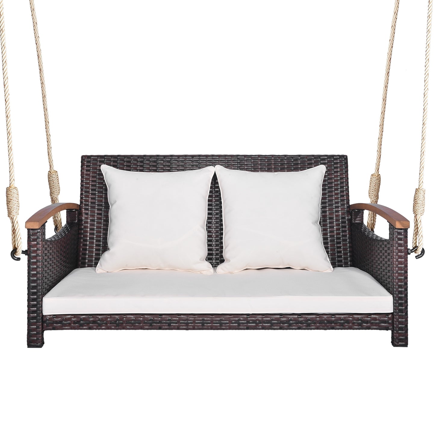 2-Person Patio Rattan Porch Swing Kids Crystal