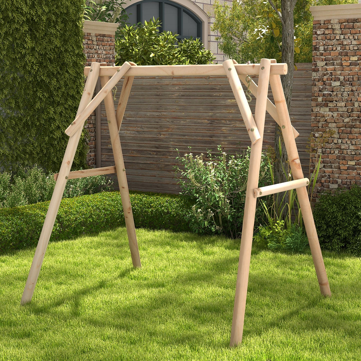 Heavy Duty Wooden Swing Frame with Reinforced Bars Kids Crystal