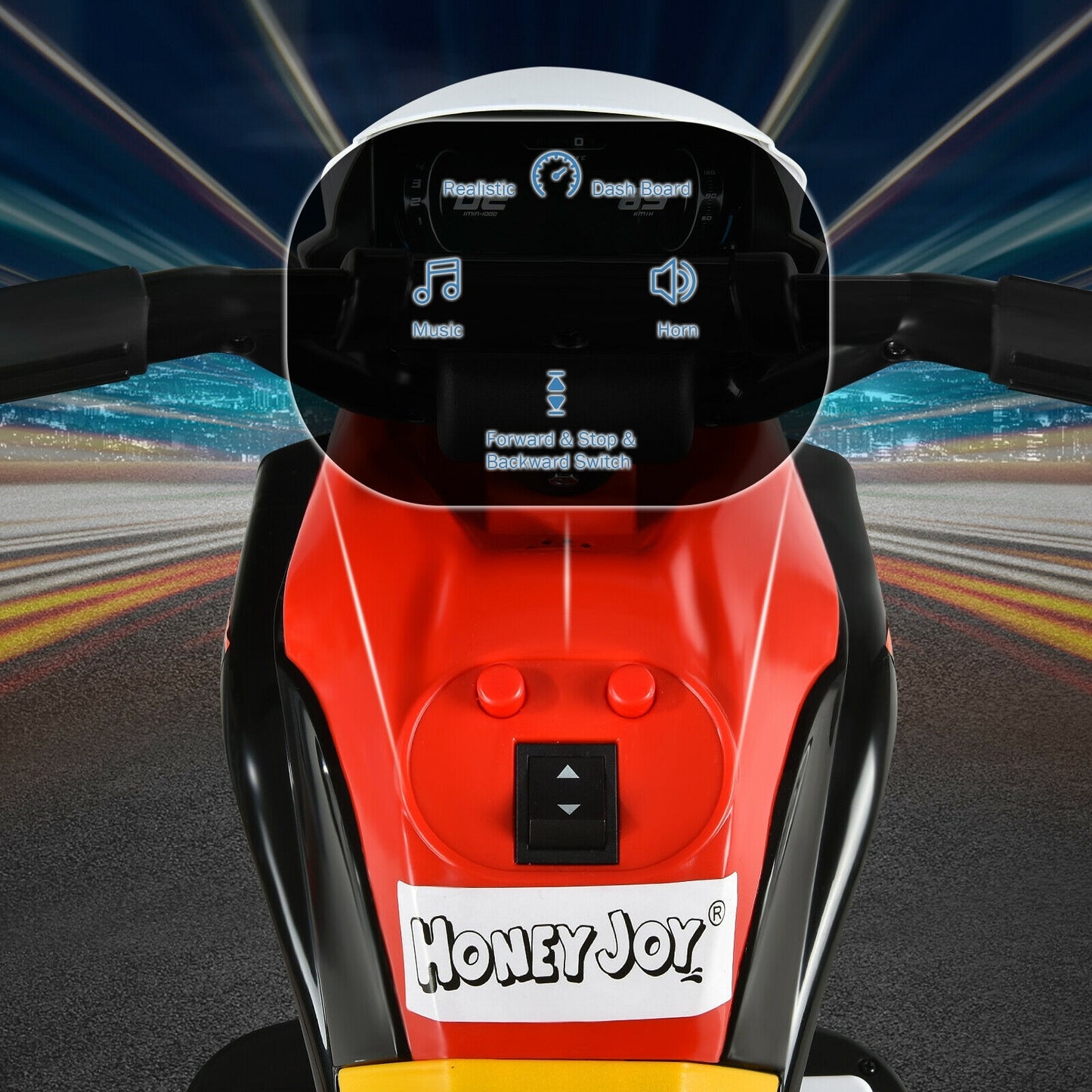 6V 3-Wheel Electric Ride-On Toy Motorcycle Trike with Music and Horn Kids Crystal