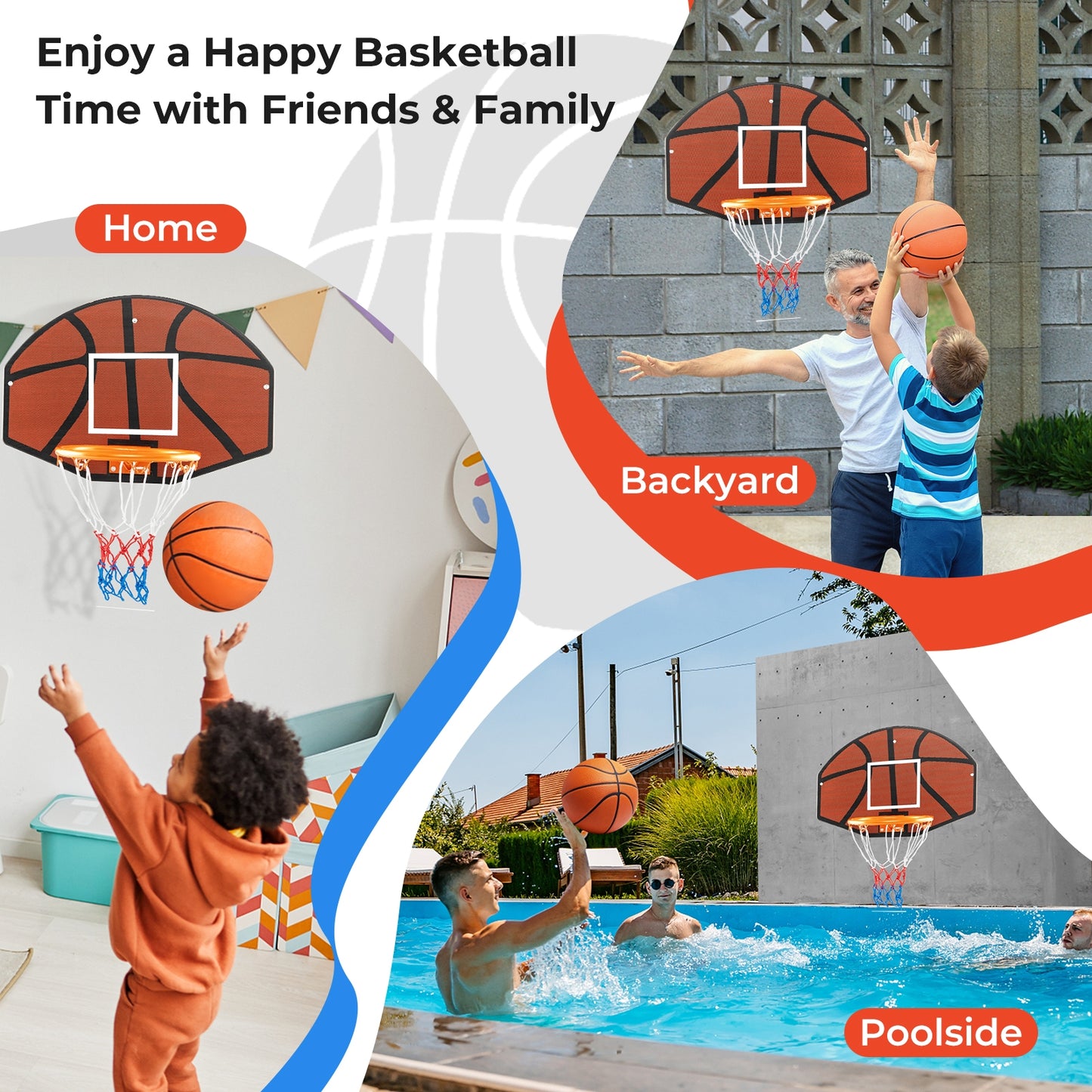 Indoor Outdoor Basketball Games with Large Shatter-proof Backboard Kids Crystal