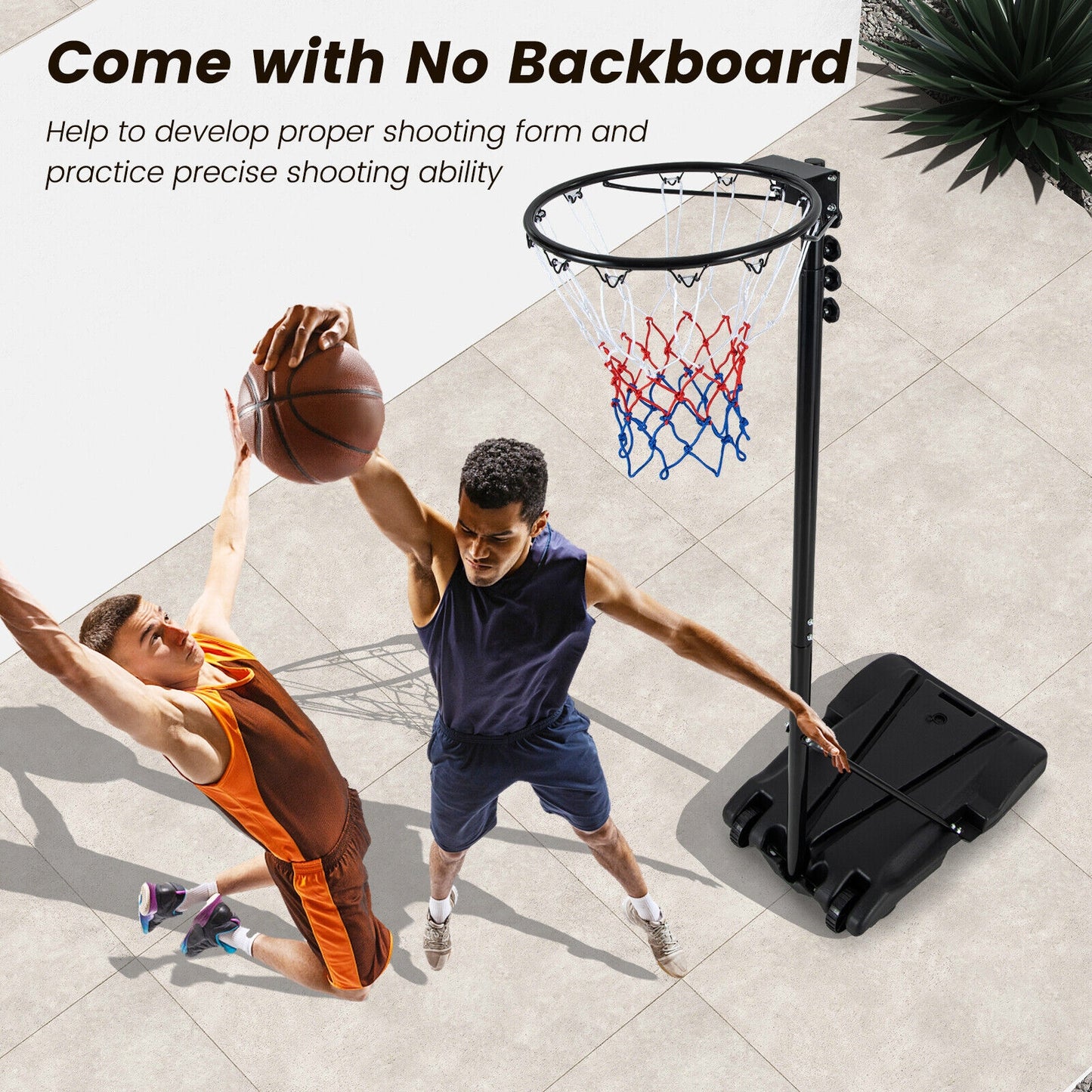 8.5 to 10 FT Adjustable Portable Basketball Hoop Stand with Fillable Base and 2 Wheels Kids Crystal