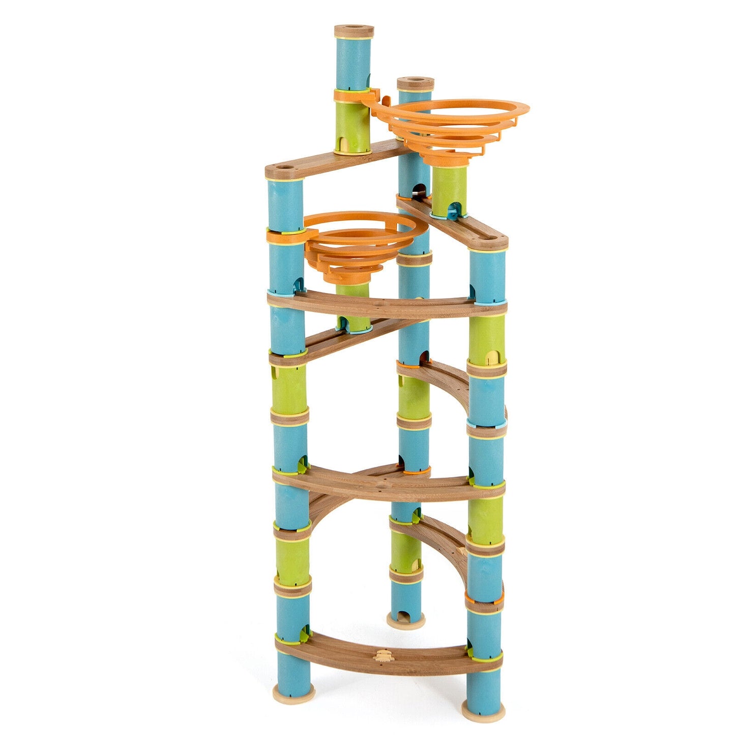 162 Pieces Bamboo Marble Run Educational Learning Toy Set Kids Crystal